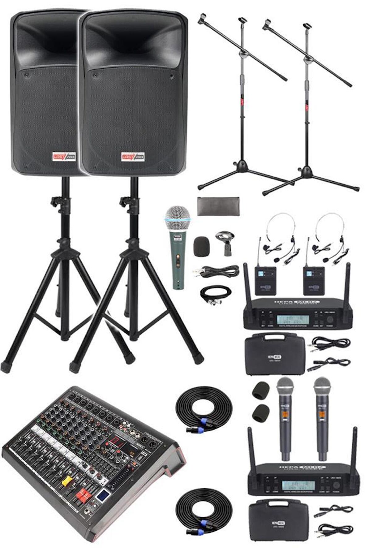 Midex Extreme Paket-3 Mixer Hoparlör Mikrofon Full Ses Sistemi Seti