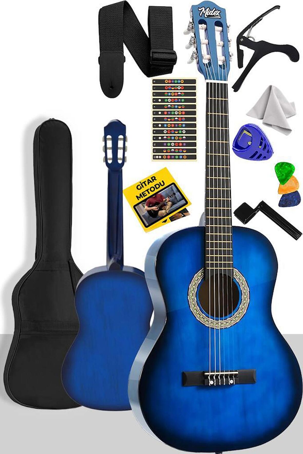 Midex CG-270BL Klasik Gitar 4/4 Yetişkin Boy Sap Ayarlı Full Set