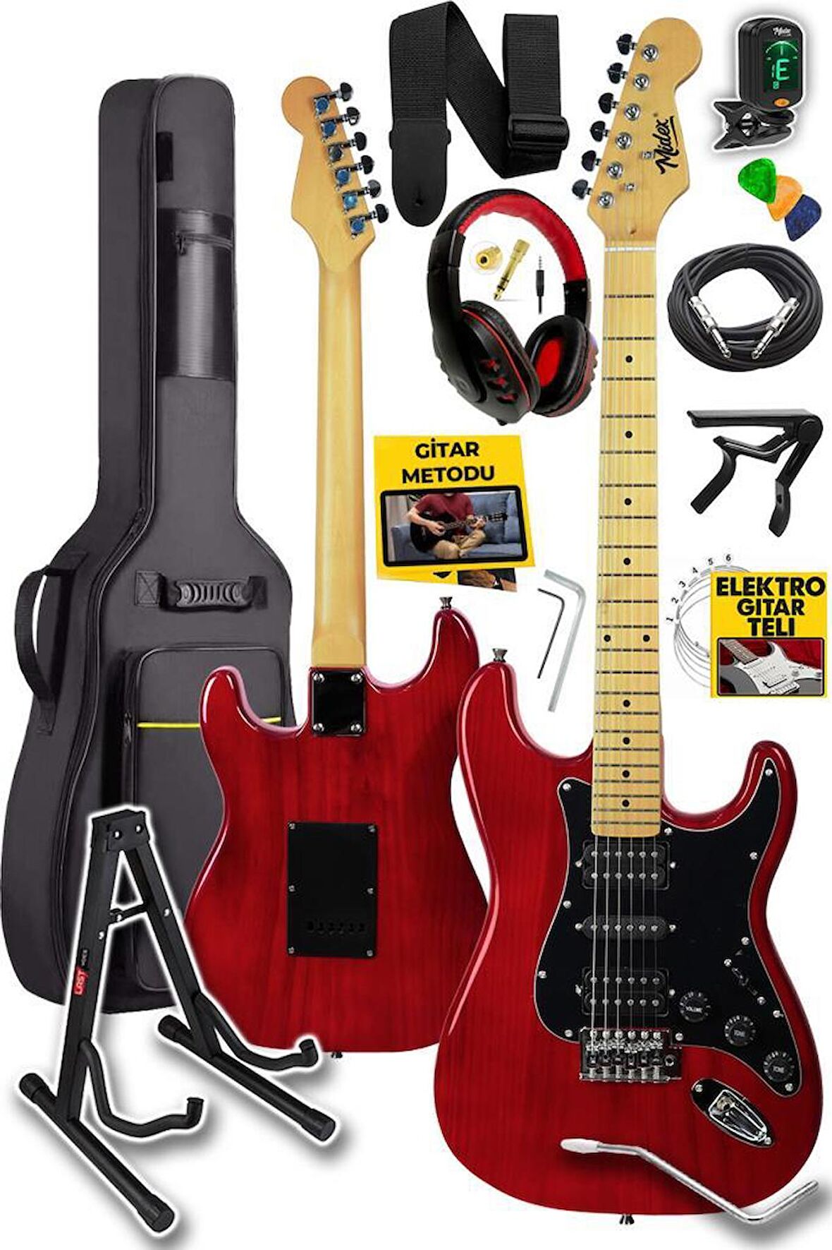 Midex RPH-40RDST Profesyonel Elektro Gitar Seti HSH Manyetik Maple Klavye Üst Kalite