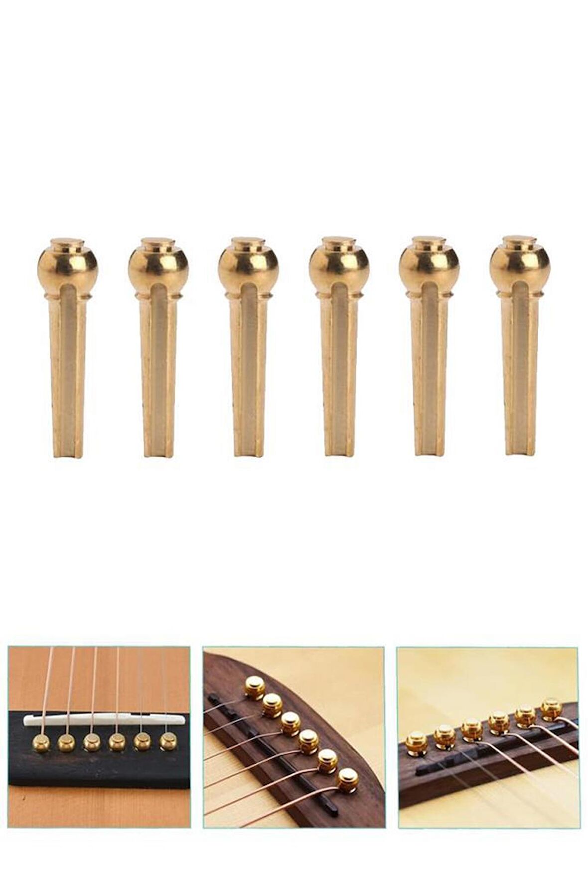 Midex SN-12 Akustik Gitar Köprü Pimi 6 Adet (GOLD)