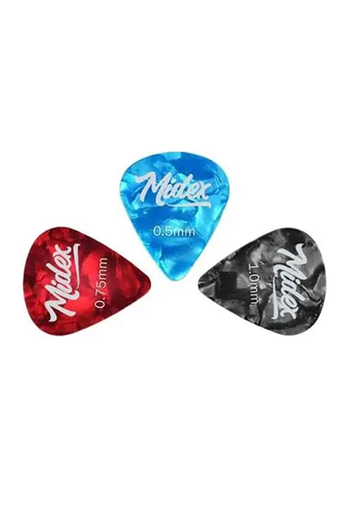 Midex PN-3 3'lü Gitar Penası 1 Ad Pena Kutusu Hediye (0.46mm, 0.73mm, 1.00mm)