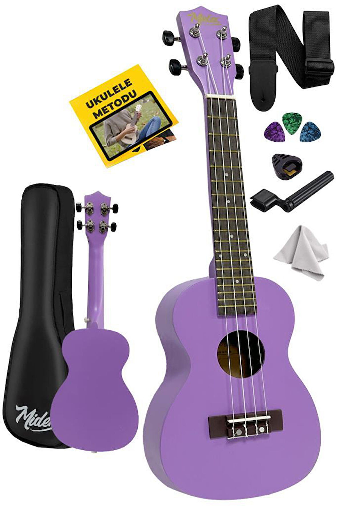 Midex UKX-233PRP Mor Concert Ukulele (Askı Çanta Metod Pena)