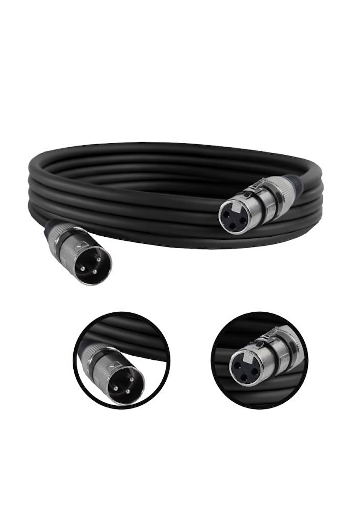 Midex MXL-3M-BK Kaliteli XLR TO XLR 3 mt. Mikrofon Kablosu