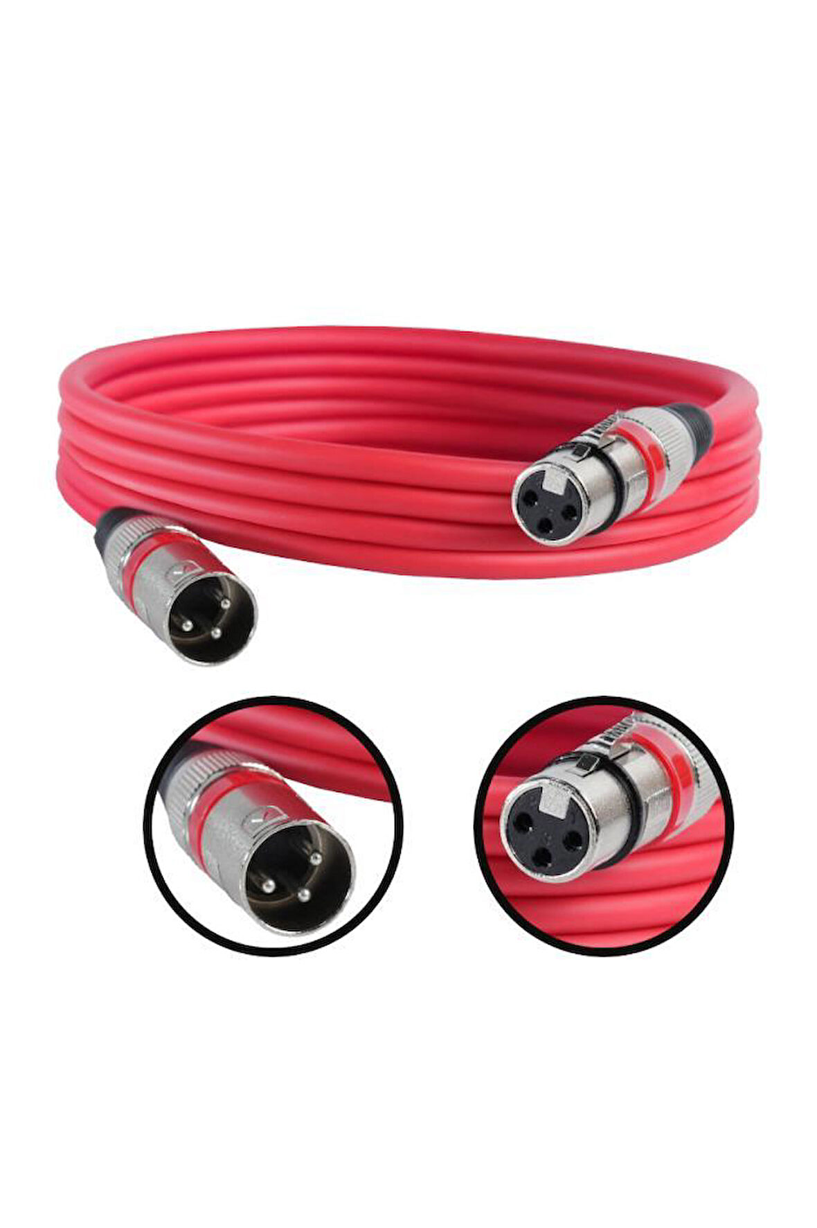 Midex MXL-3M-RD Kaliteli XLR TO XLR 3 mt. Mikrofon Kablosu
