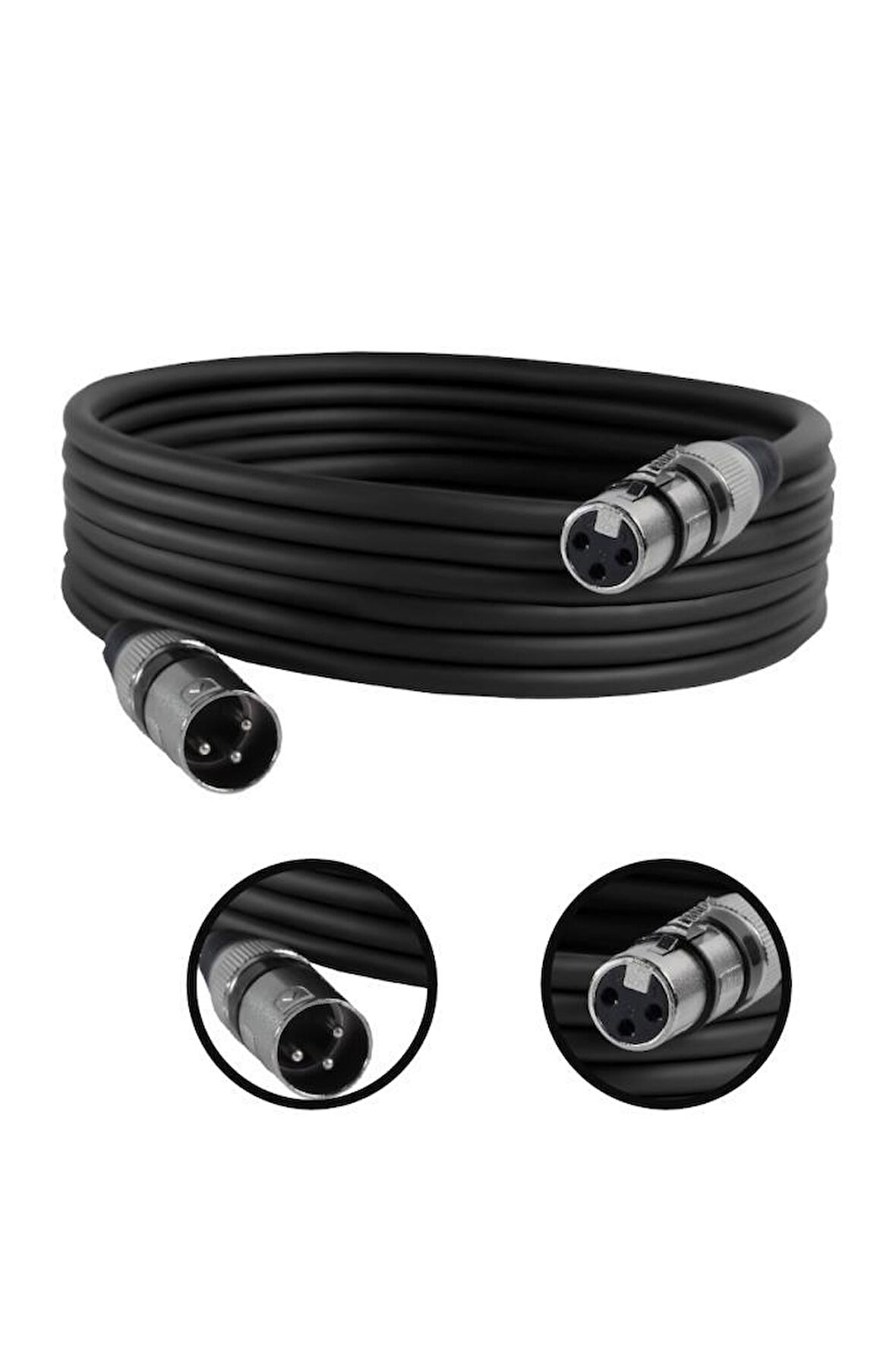 Midex MXL-5M-BK Kaliteli XLR TO XLR 5 mt. Mikrofon Kablosu