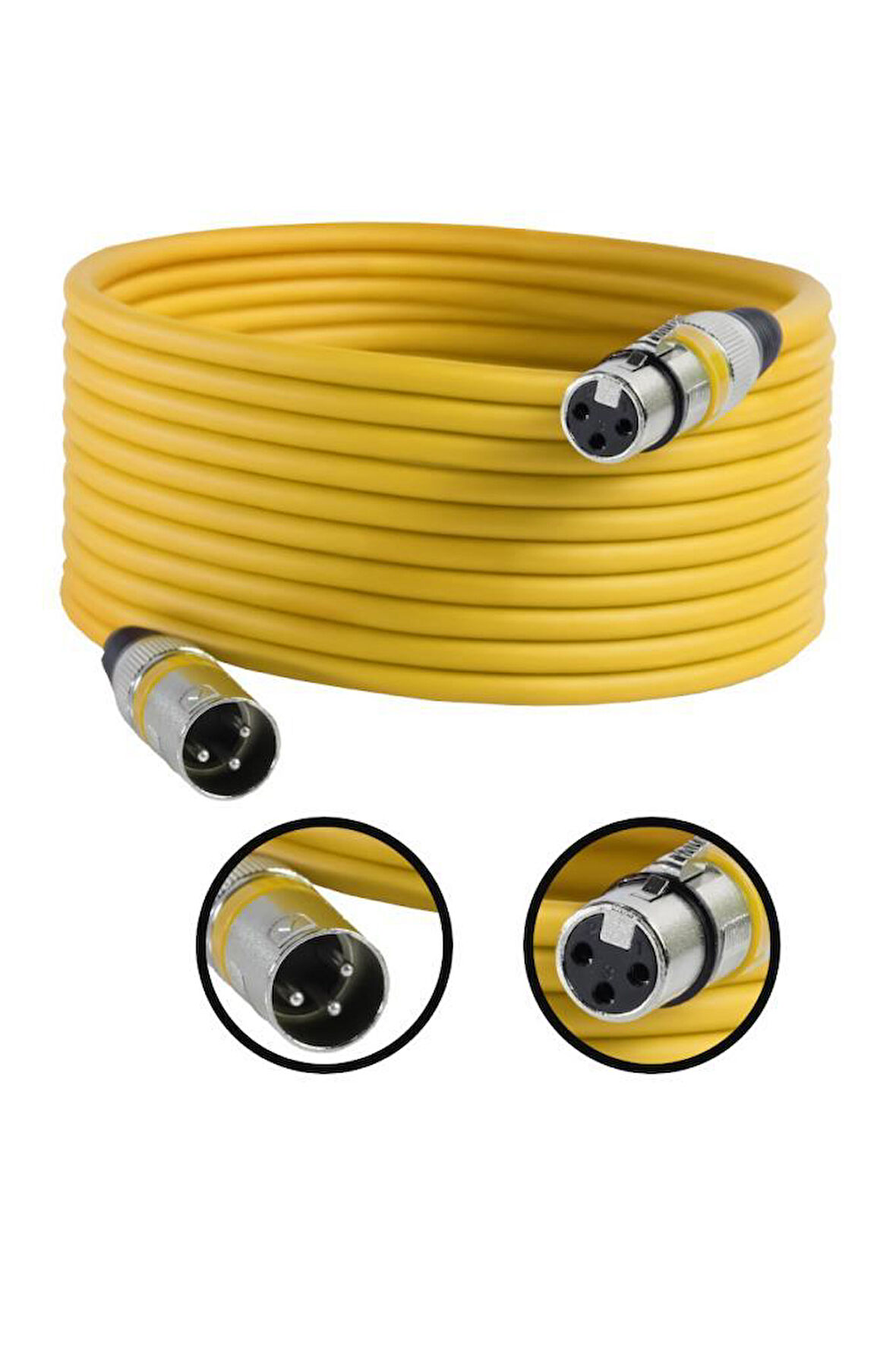 Midex MXL-15M-YLW Kaliteli XLR TO XLR 15 mt. Mikrofon Kablosu