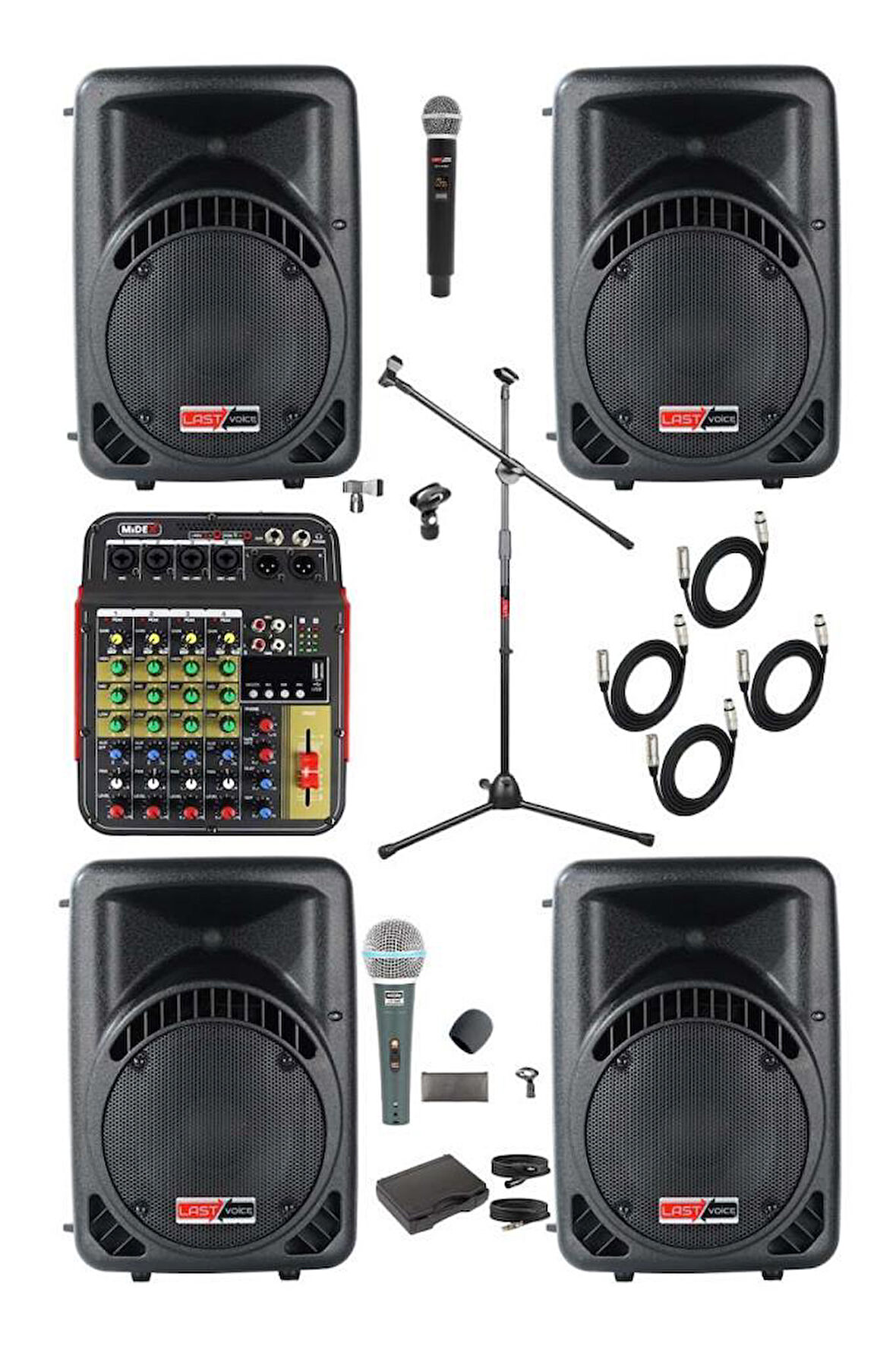 Lastvoice Ample Little Paket-4 Aktif hoparlör ve Mixer Full Ses Sistemi Seti