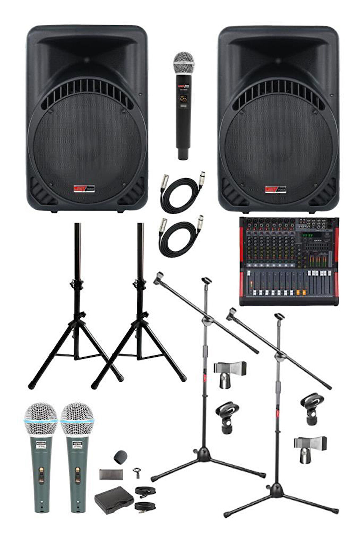 Lastvoice Ample Classy-Paket-2 Aktif hoparlör ve Mixer Full Ses Sistemi Seti