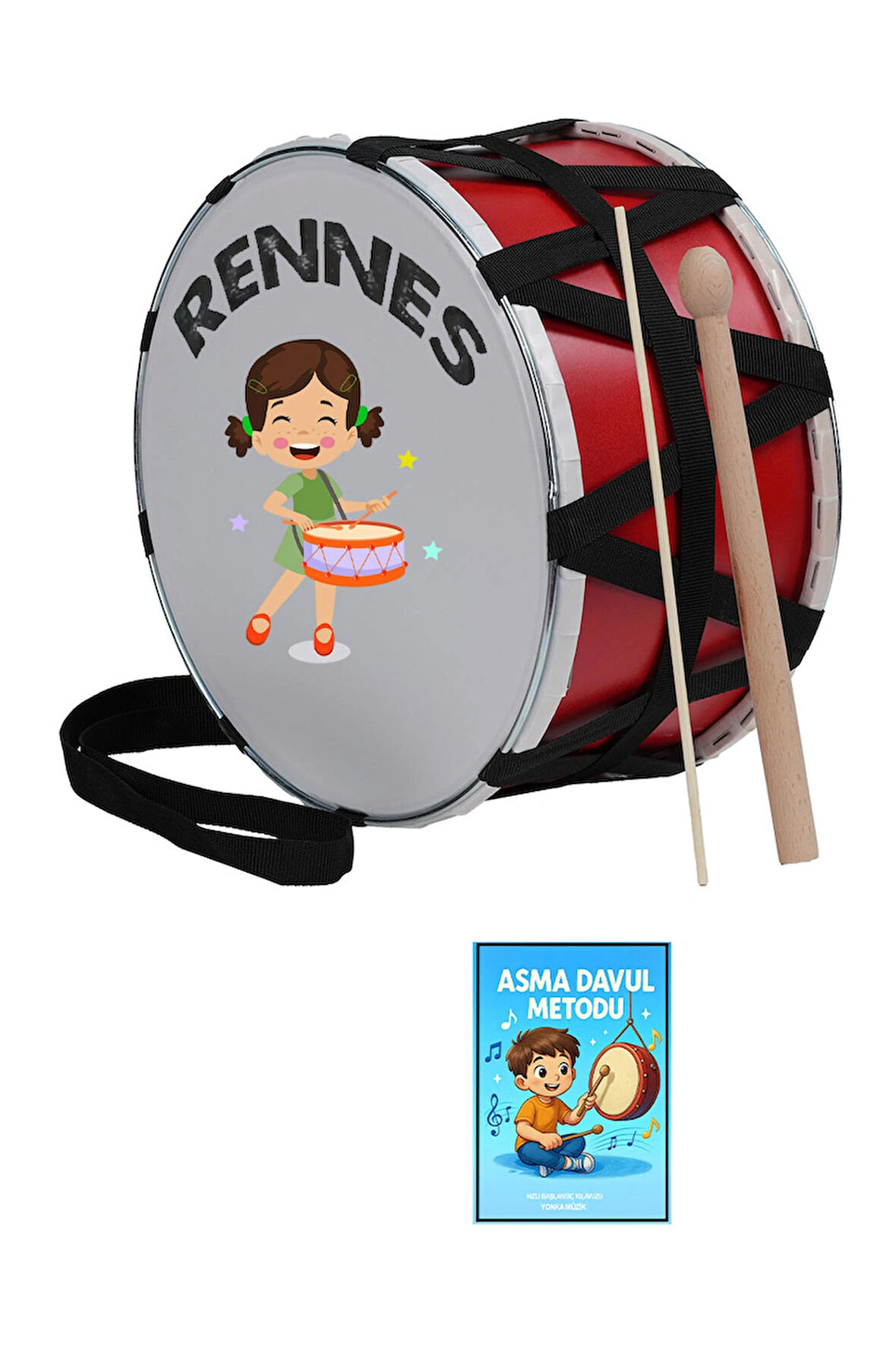 Rennes DVL-32RD Örf Aletleri Özel Tasarım Çocuk Davulu 30 cm
