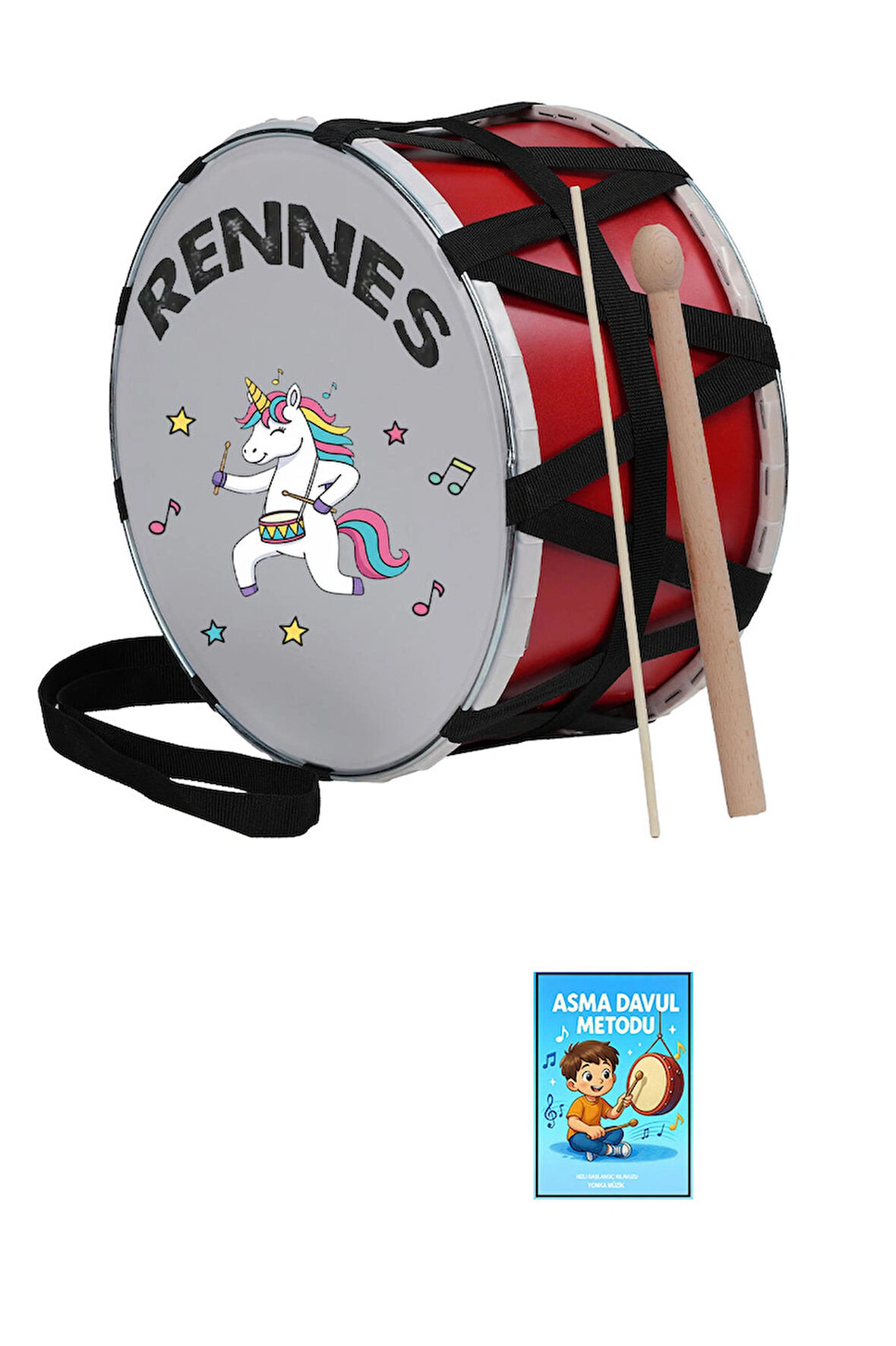 Rennes DVL-33RD Örf Aletleri Özel Tasarım Çocuk Davulu 30 cm