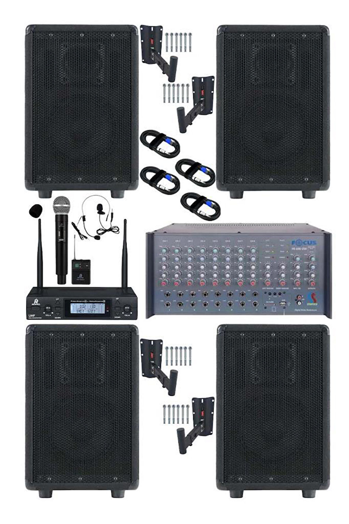 Lastvoice Elit Plus Paket-1 Profesyonel Ses Sistemi Mikser Amfi Hoparlör Mikrofon