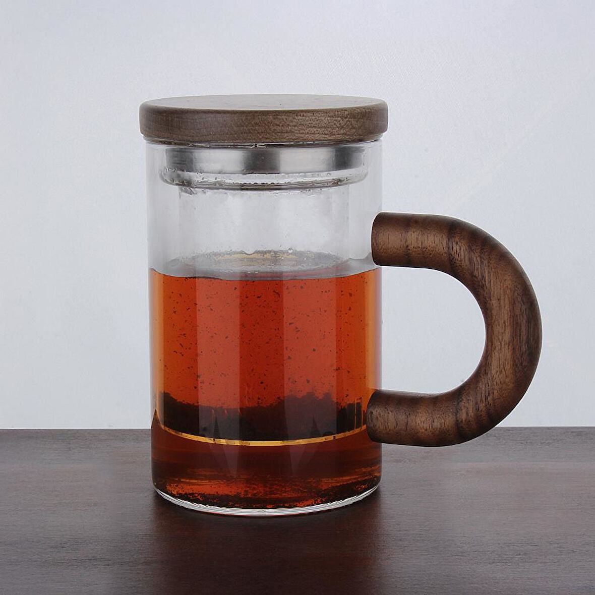 Atby Akasya Doğal Cam Kupa Demleme Çay Bitki Çayı Detoks Bardağı 400ml