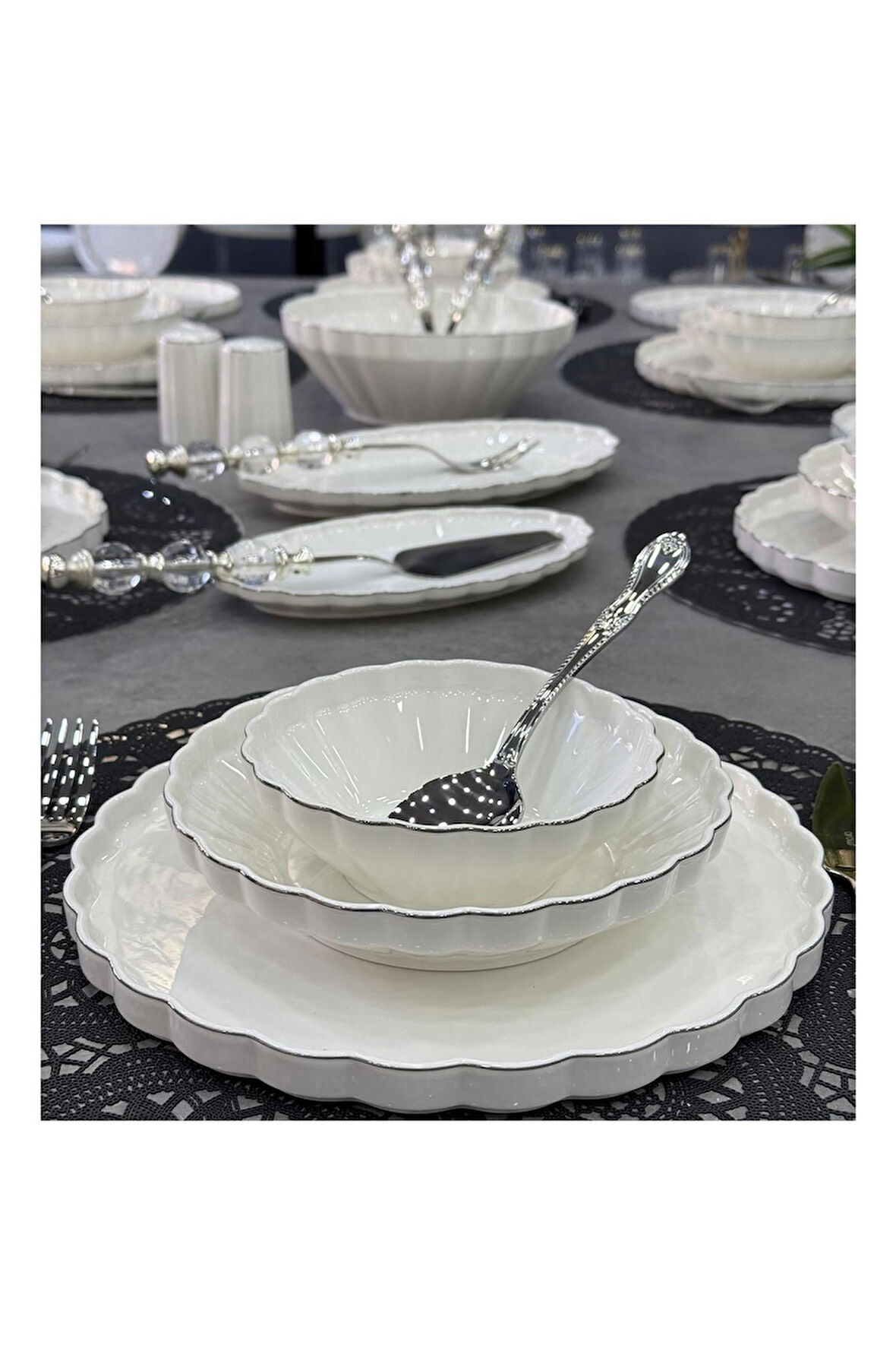 Mien 29 Parça Porselen Yemek Takımı Platin 24S02