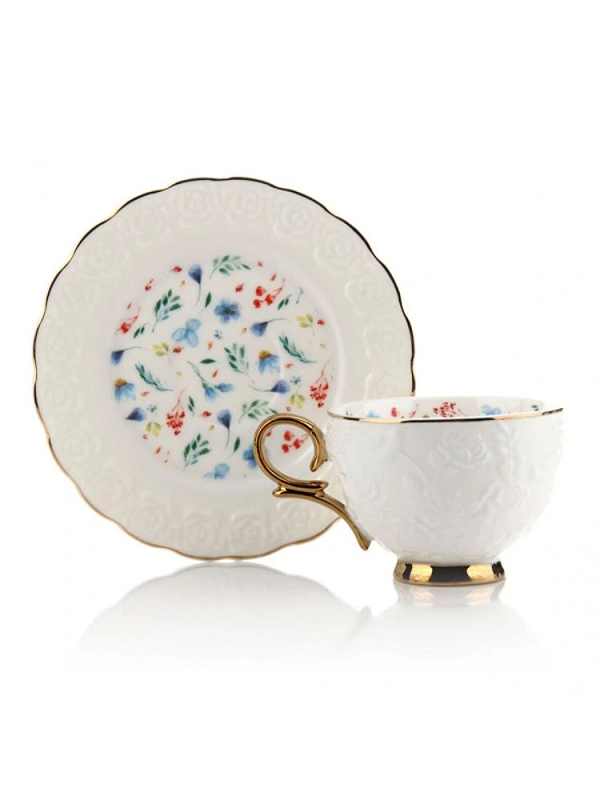 Mien MEN SPR0369 Çiçek Desenli Porselen Kahve Fincanı Seti 6'lı