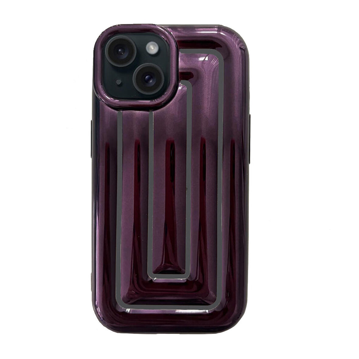 iPhone 15 Rudra Seri Labirent Desen 3D Metalik Silikon Kapak