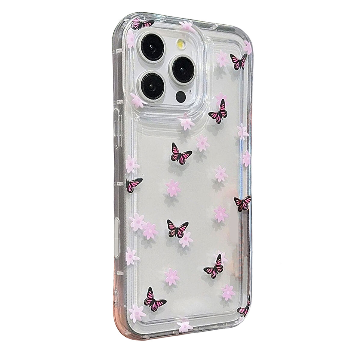 iPhone 15 Pro Max Çiçekli Butterfly Seri Silikon Kapak