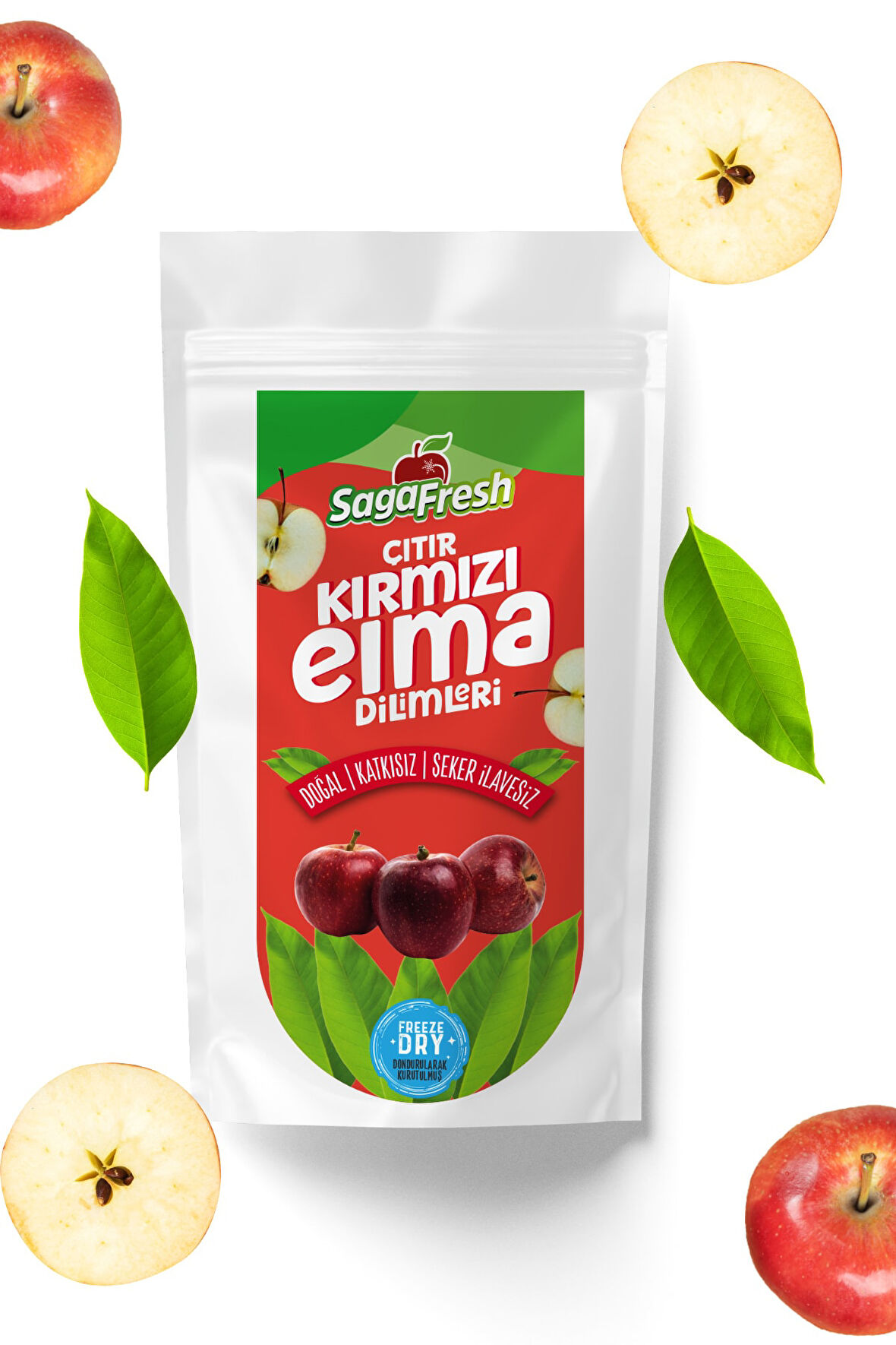 Saga Fresh Dondurularak Kurutulmuş Kırmızı Elma Dilimleri (15g)