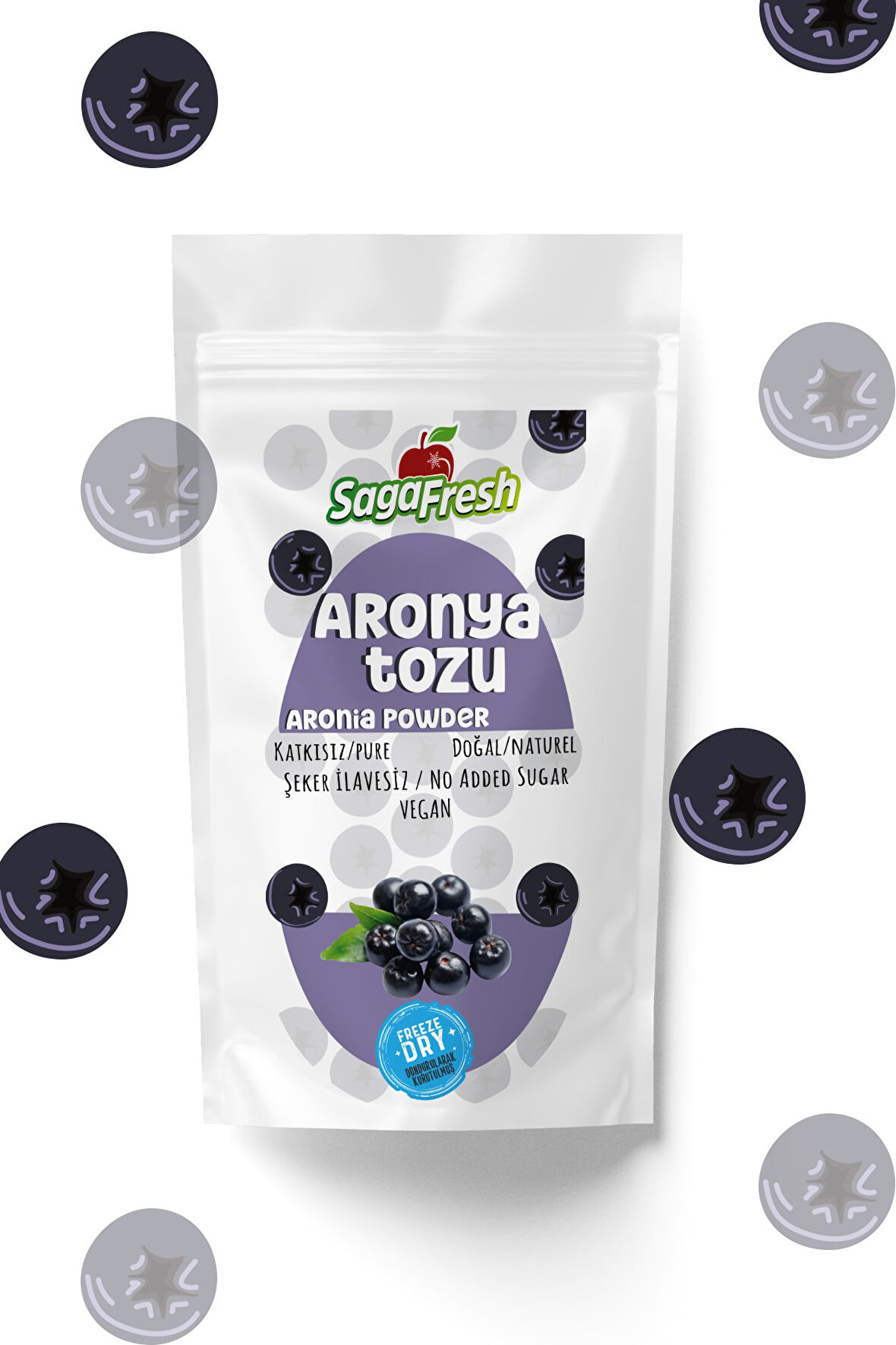 Saga Fresh Dondurularak Kurutulmuş Aronya Tozu (25gr)