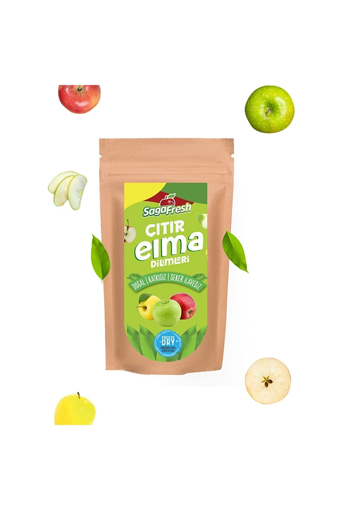 Saga Fresh Dondurularak Kurutulmuş Sarı Elma Dilimleri (50 G)