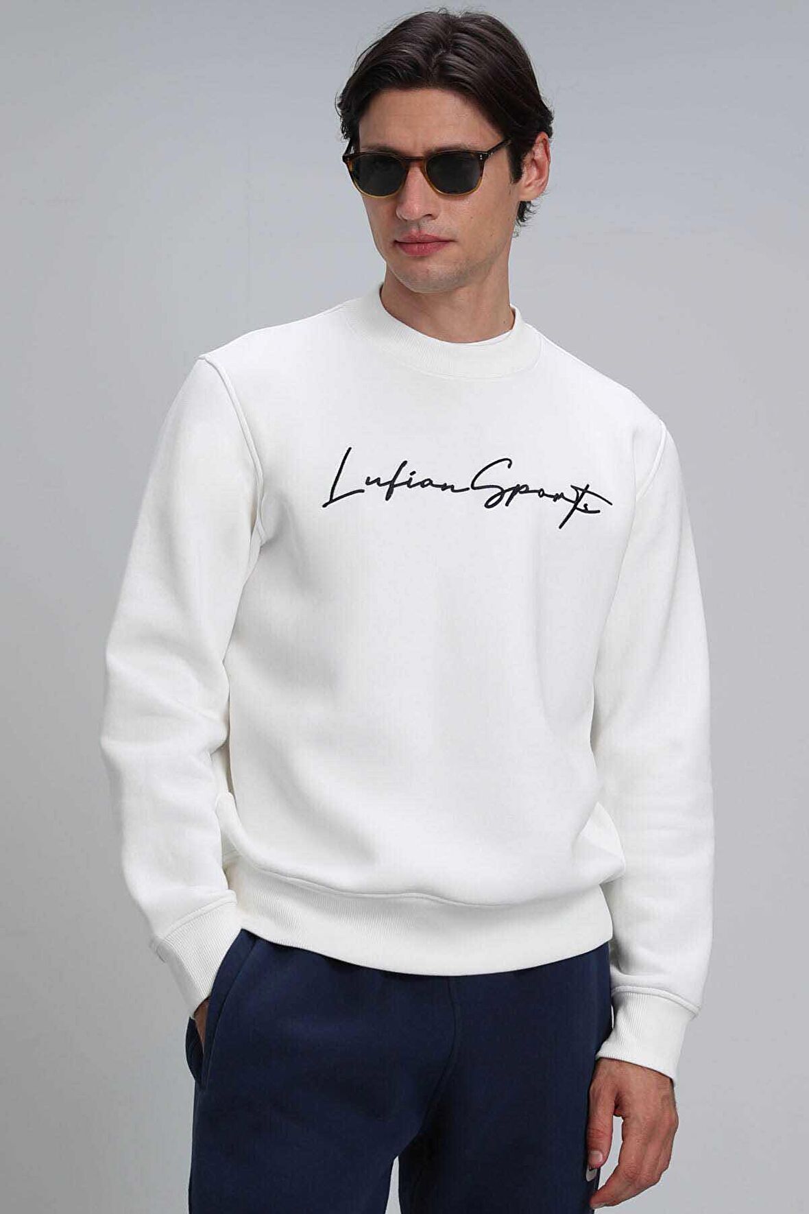 Lufian Erkek Lowe Sweatshirt 112030125 Kırık Beyaz
