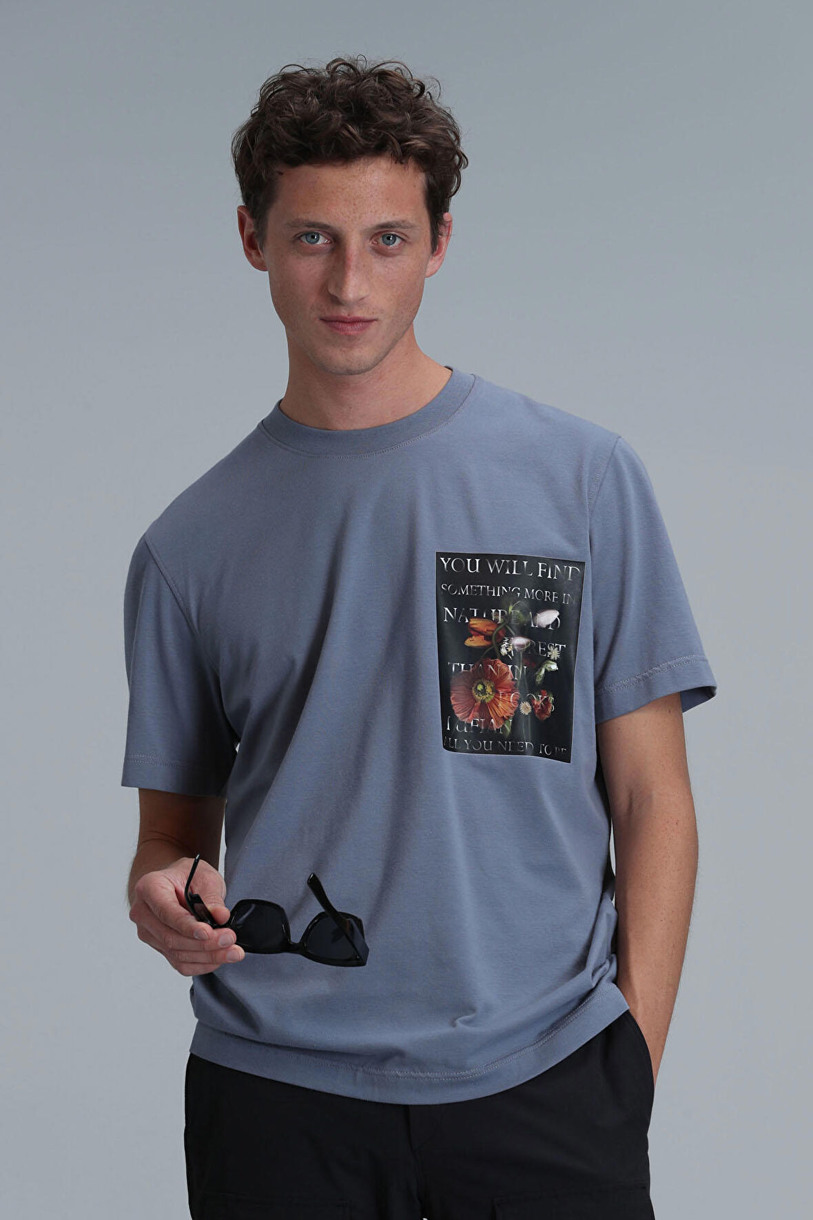 Lufian Erkek Exotıc Modern Grafik T-Shirt 111020202 Koyu Gri