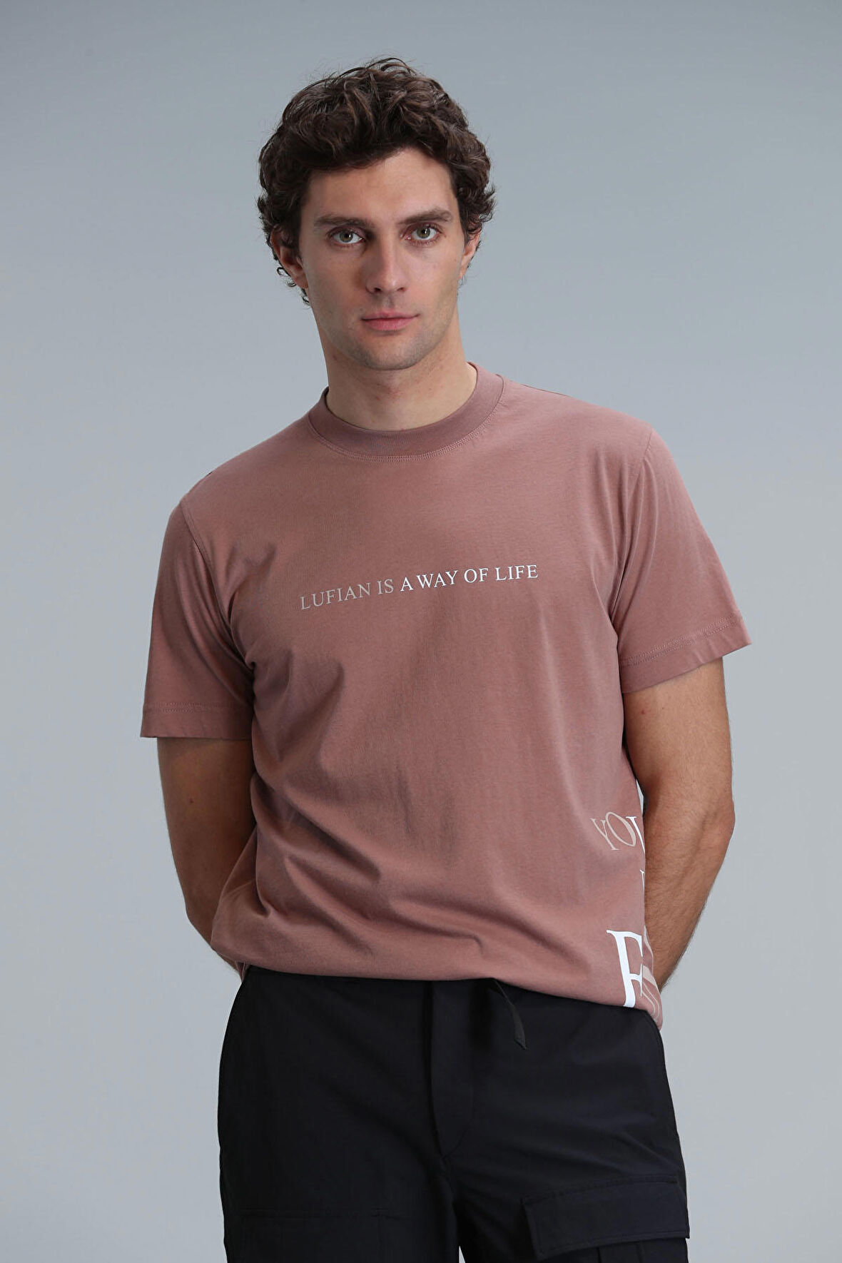Lufian Erkek Potter Modern Grafik T-Shirt 111020221 Tarçın