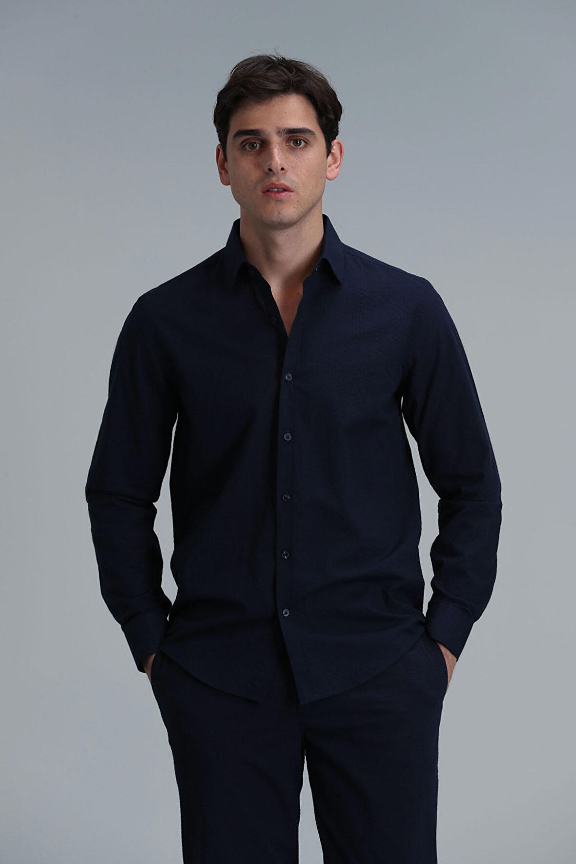 Lufian Erkek Lıne Basic Comfort Fit Gömlek 111010614 Lacivert