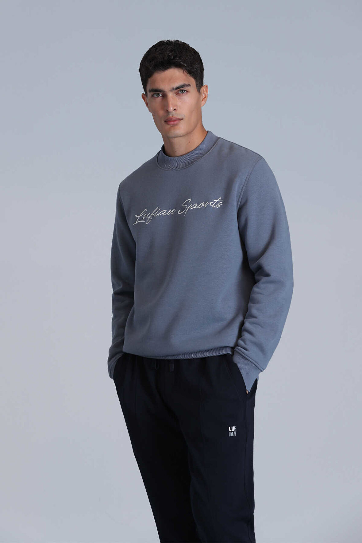Lufian Erkek Loved Sweatshirt 112030137 Koyu Mavi