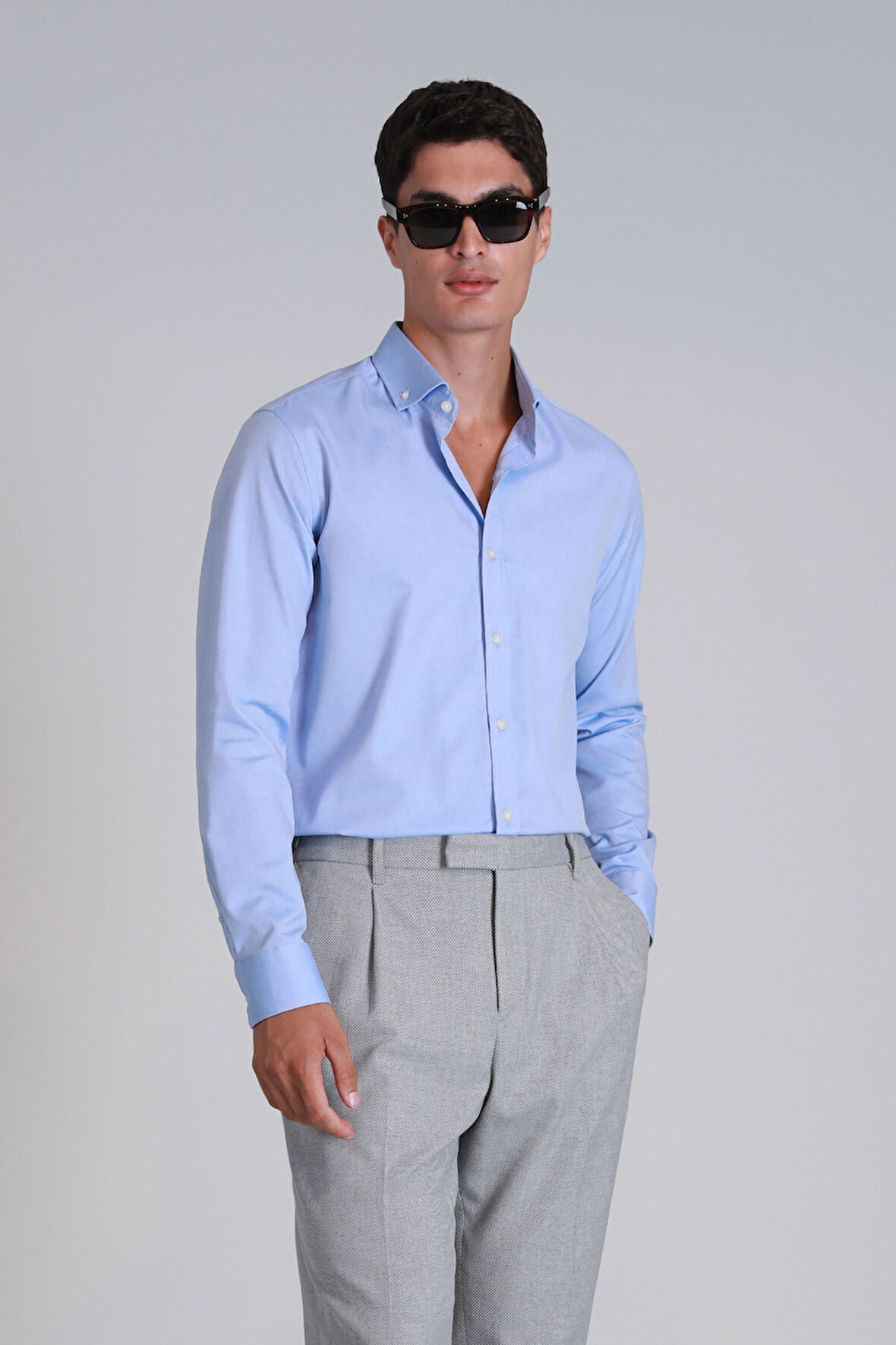 Lufian Erkek Danıel Basic Slim Fit Gömlek 112010640 Mavi