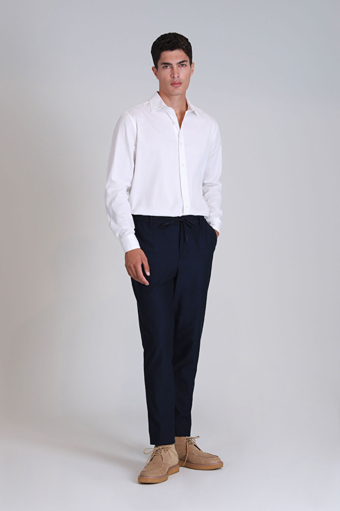 Erkek Ferla Basic Gömlek Slim Fit - Beyaz | XS