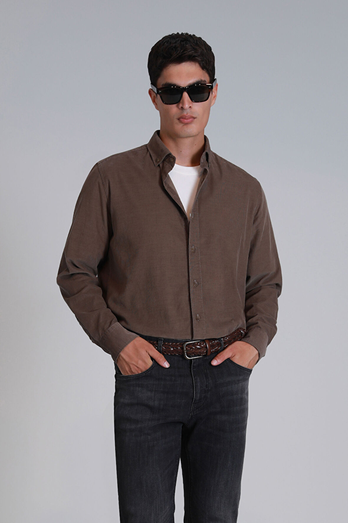 Water Erkek Basic Gömlek Slim Fit Kum