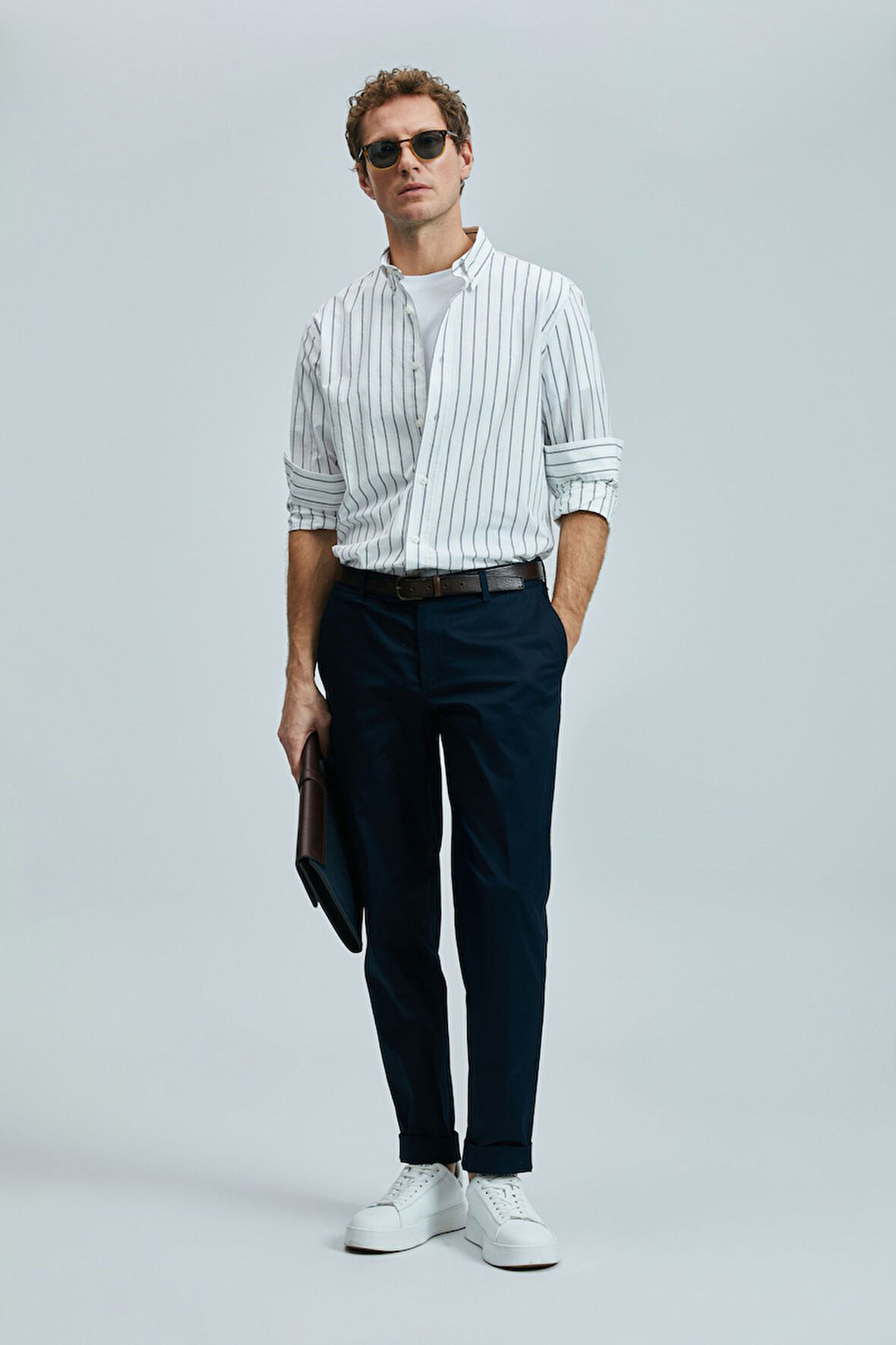 Lufian Erkek Plus Smart Slim Fit Chino Pantolon 111190339 Lacivert