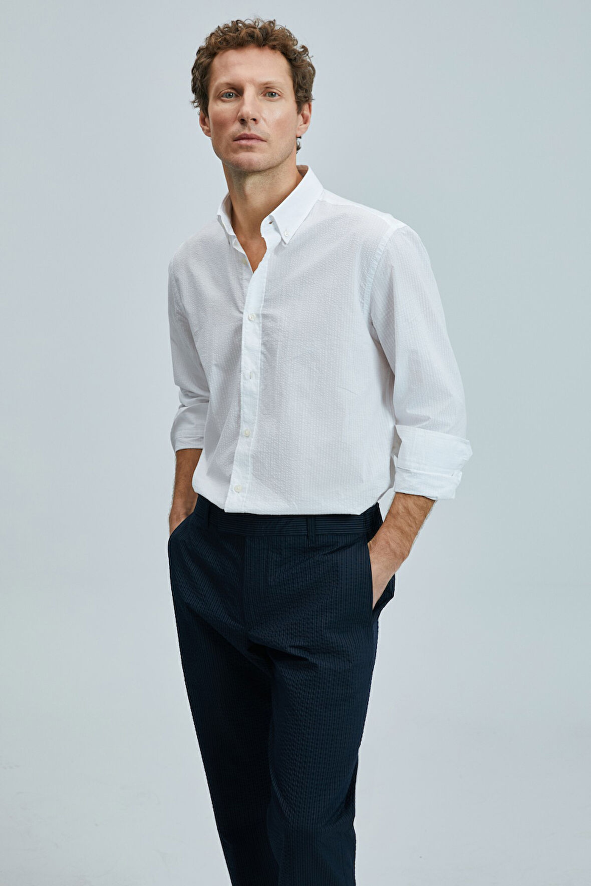 Lufian Ellery Erkek Basic Gömlek Regular Fit Beyaz