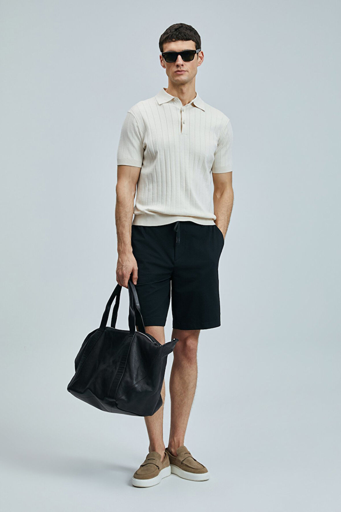 Lufian Erkek Aler Spor Slim Fit Chino Şort 111210079 Siyah