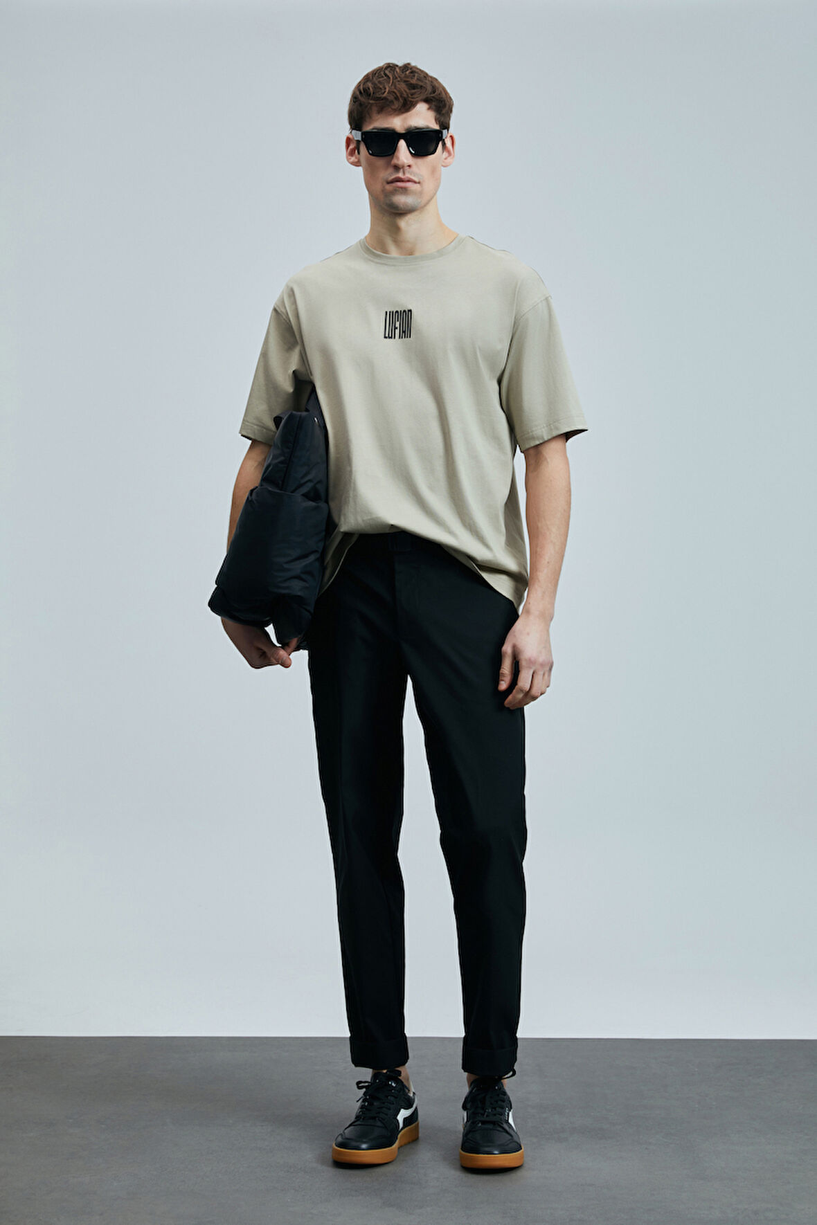 Lufian Erkek Helıx Modern Grafik T-Shirt 111020245 Bej