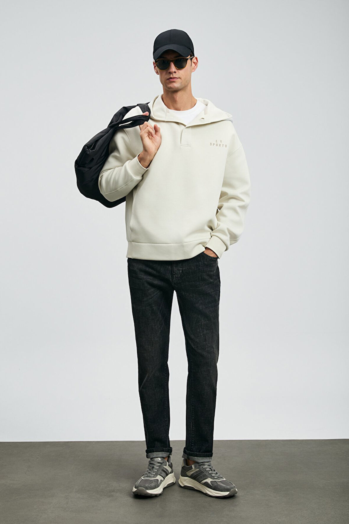 Lufian Erkek Quel Spor Slim Fit Jean Pantolon 112200263 Koyu Gri