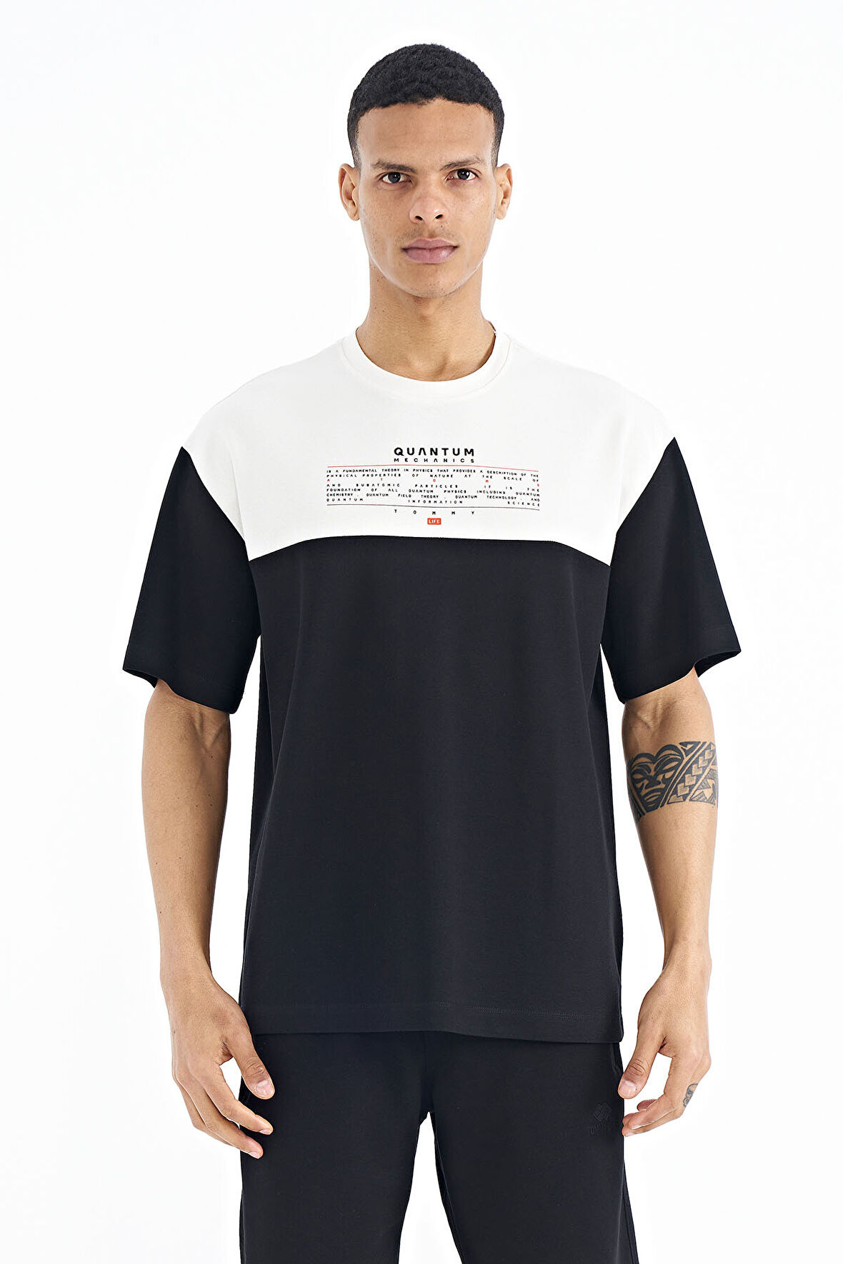 Tommy Life Erkek Siyah Oversize İnterlok T-shirt  88225 