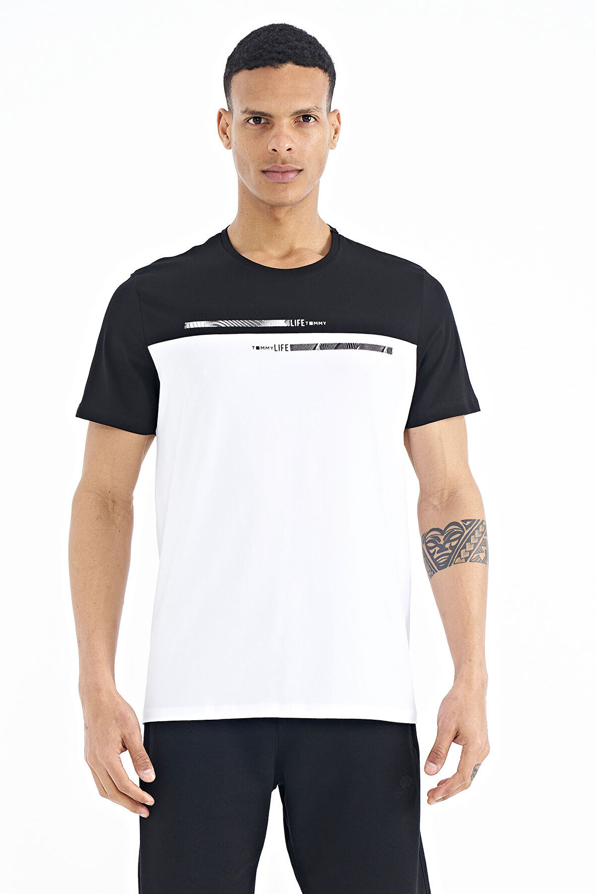 Tommy Life Erkek Beyaz 0 Yaka T-shirt 88185 