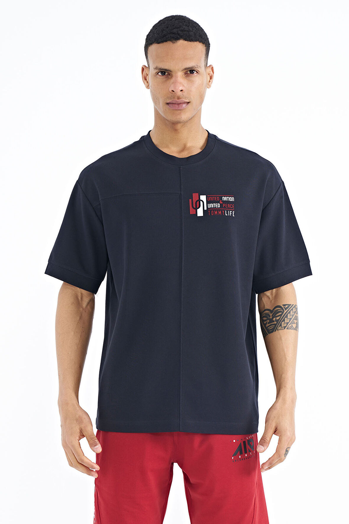 Tommy Life Erkek Lacivert Oversize T-shirt 88197 