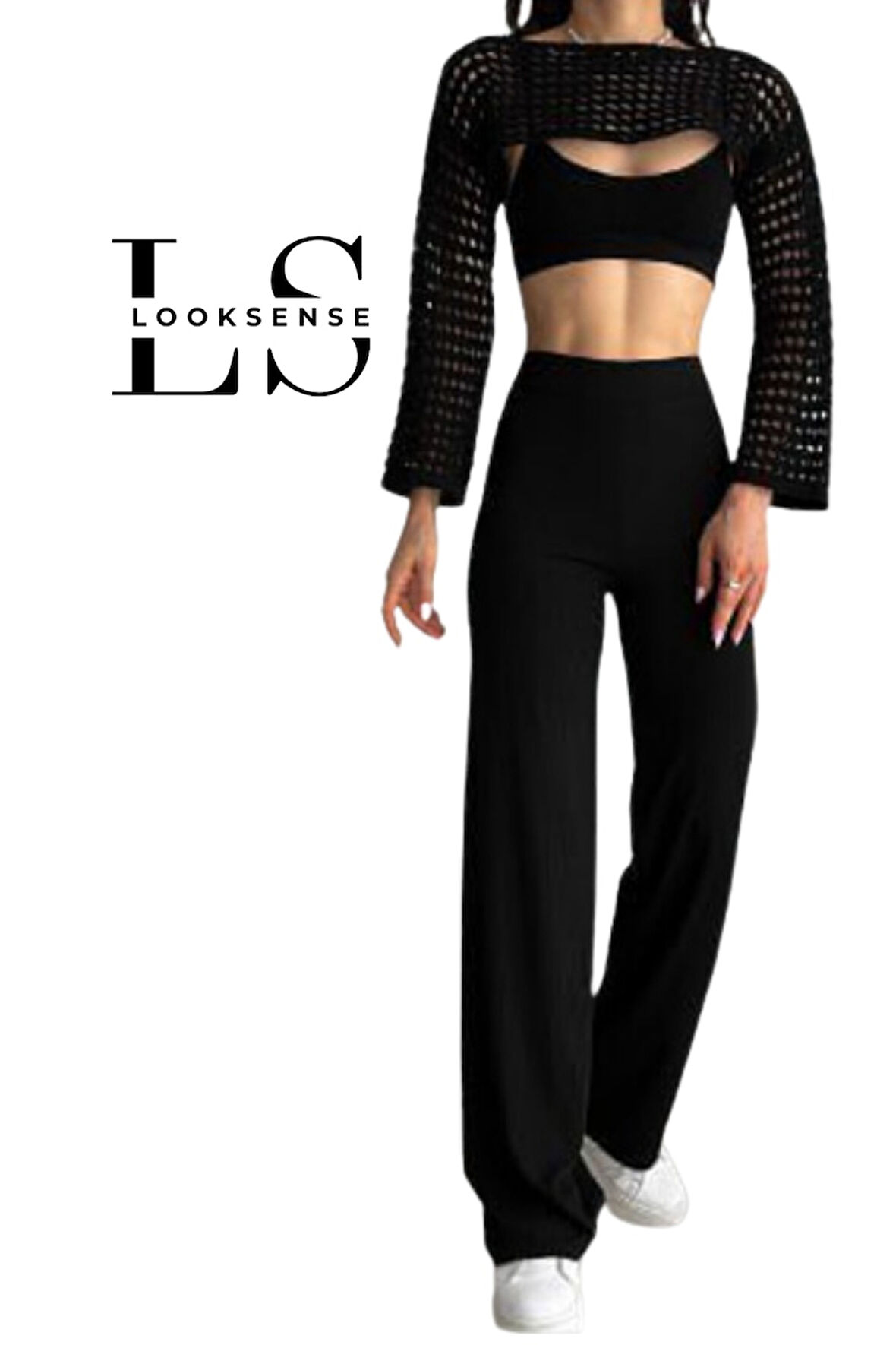 Looksense Kadın Kaşkorse Yüksek Bel Bol Paça Fitilli Tayt 01034 