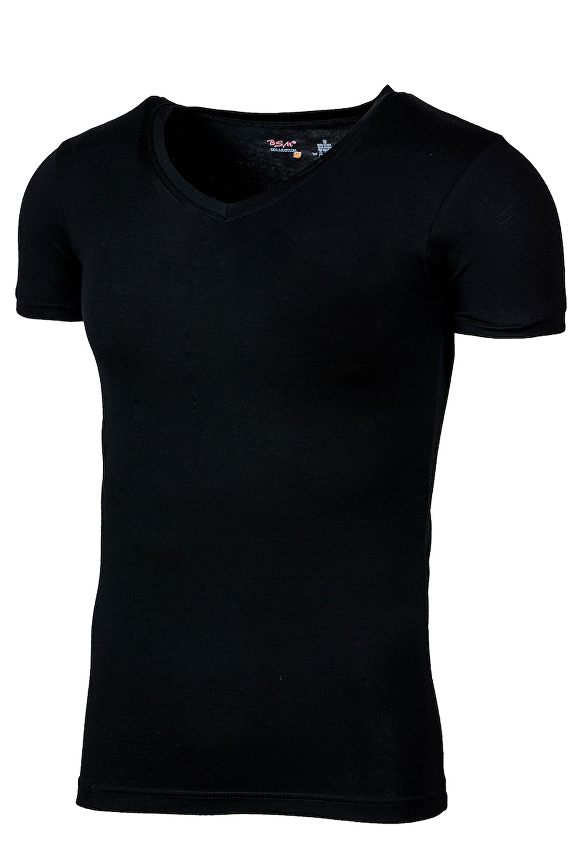 Bsm Erkek Likralı Kısa Kol V Yaka T-shirt 55023 