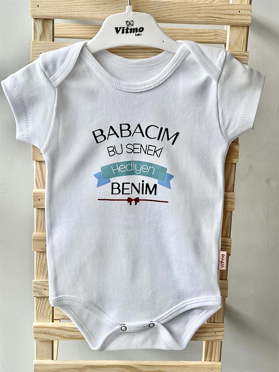 Özel Tasarım Babacım Hediyen %100 DOĞAL PAMUK ORGANİK BASKILI ÇITÇITLI BODY ZIBIN BEBEK BADİ