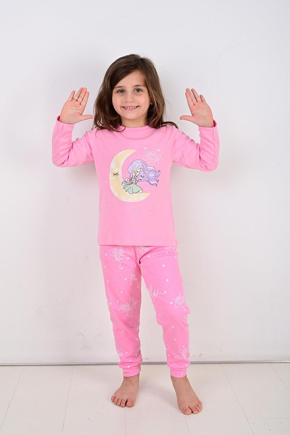 Uzun Kollu Kız Çocuk Pijama Takımı Moon Nıght