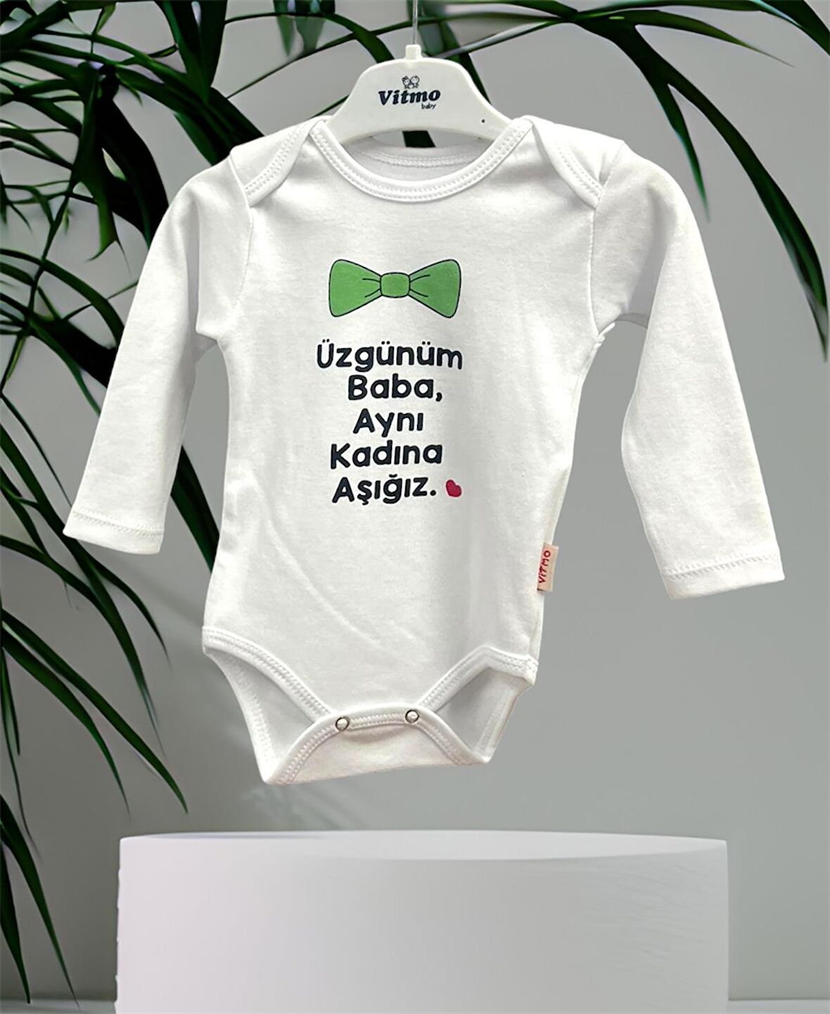 Özel Tasarım  Üzgünüm Baba %100 Doğal Pamuk Organik Baskılı Çıtçıtlı Uzun Kollu Body Zıbın Bebek Badi