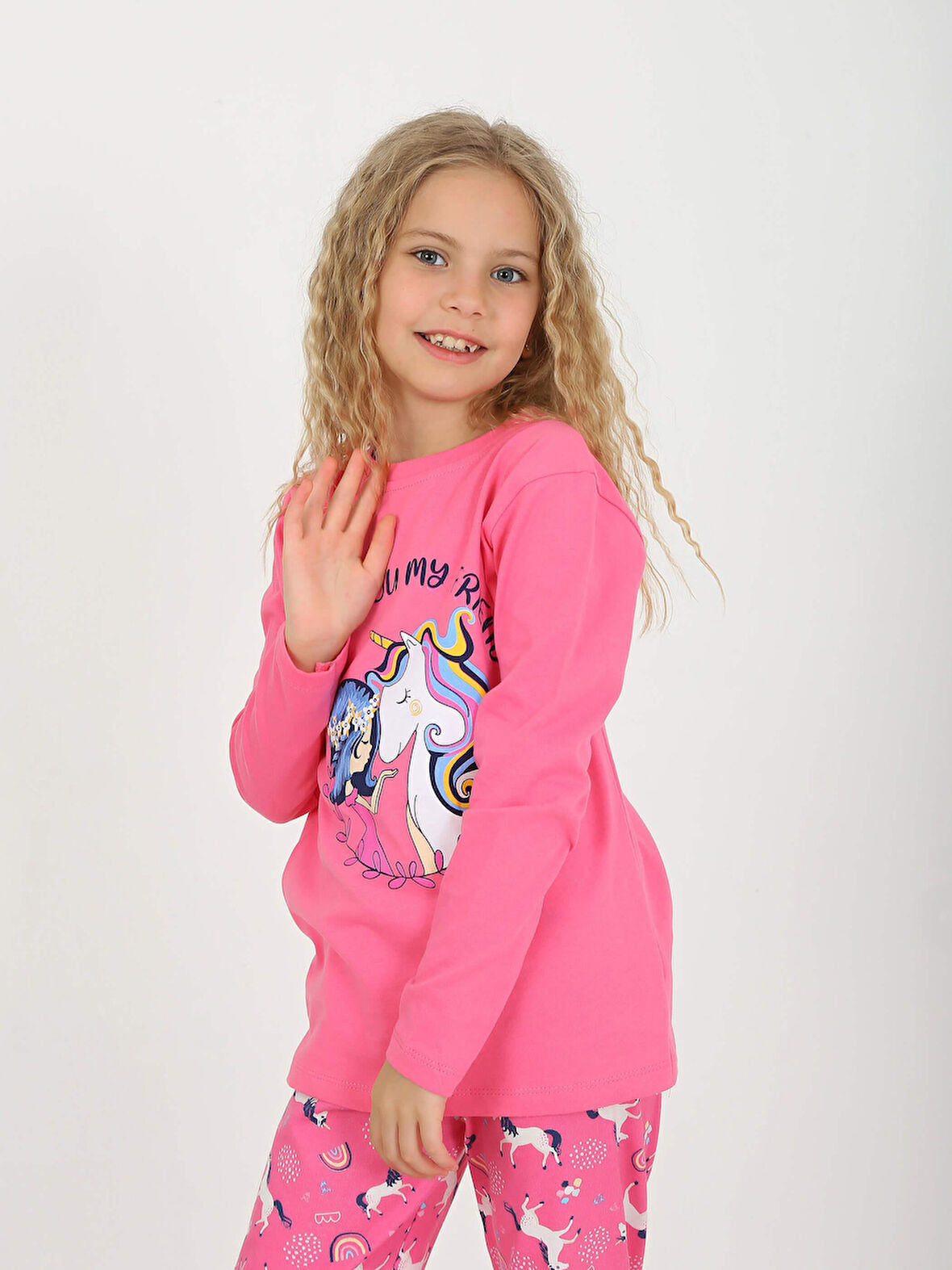 Kız Çocuk Uzun Kollu Pijama Takımı My Friend Unicorn