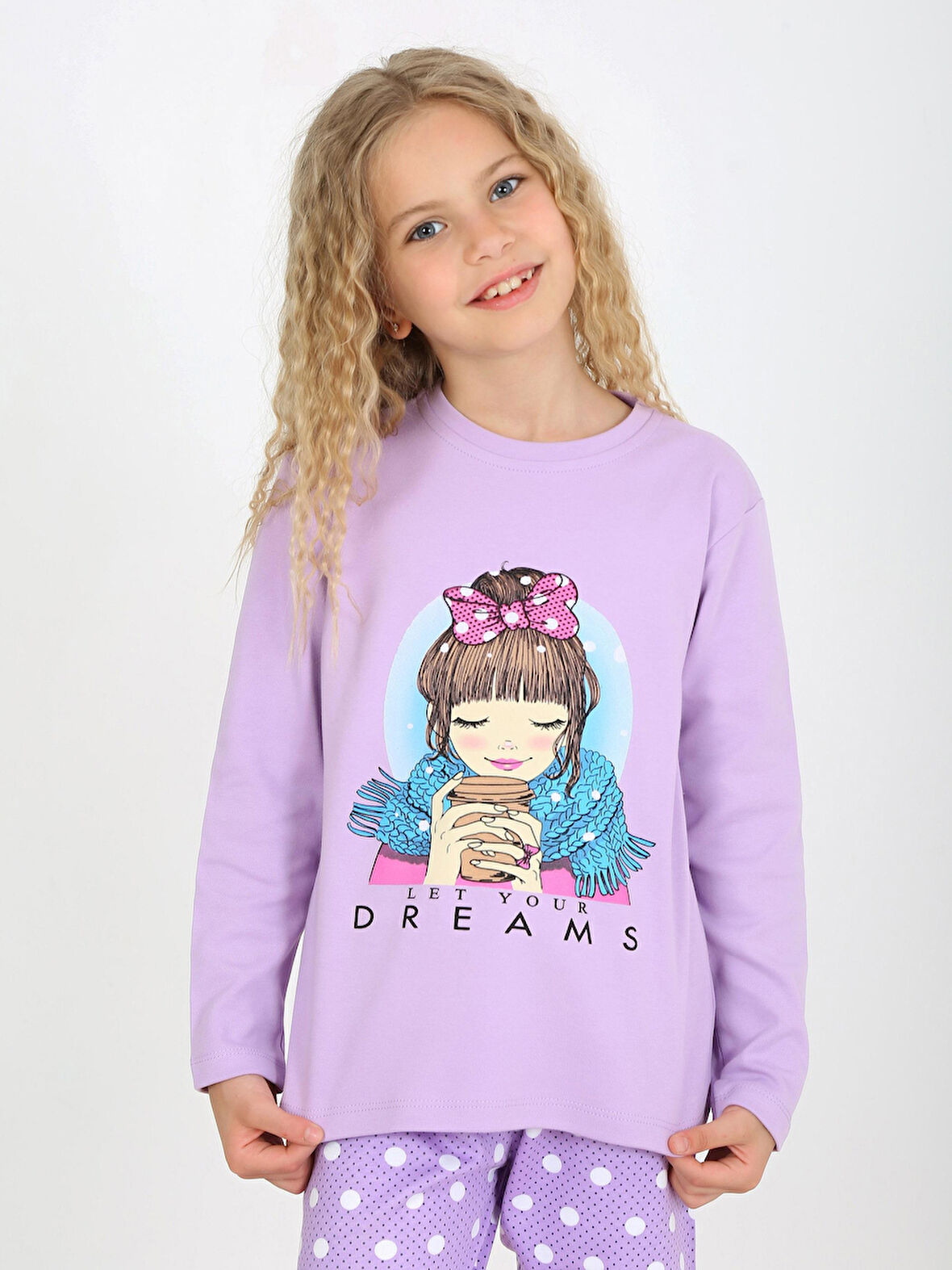 Kız Çocuk Uzun Kollu %100 Pamuklu Pijama Takımı Let Your