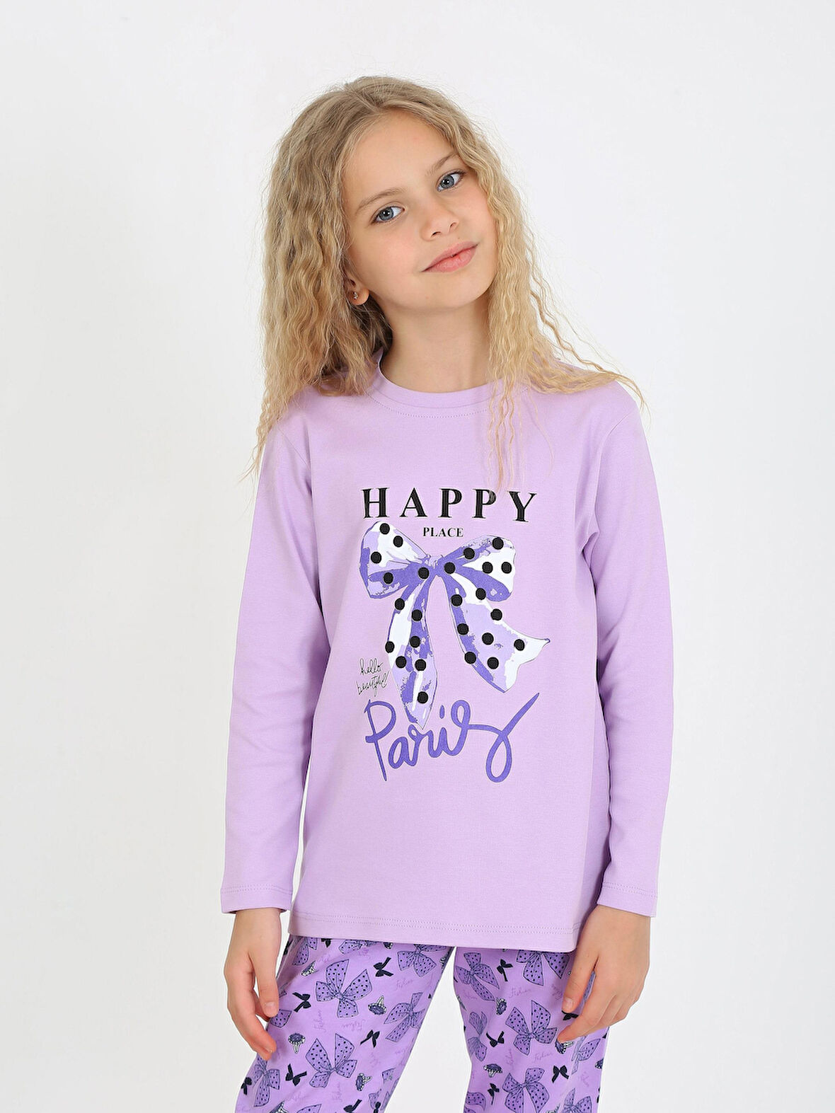 Kız Çocuk Uzun Kollu %100 Pamuklu Pijama Takımı Place Paris