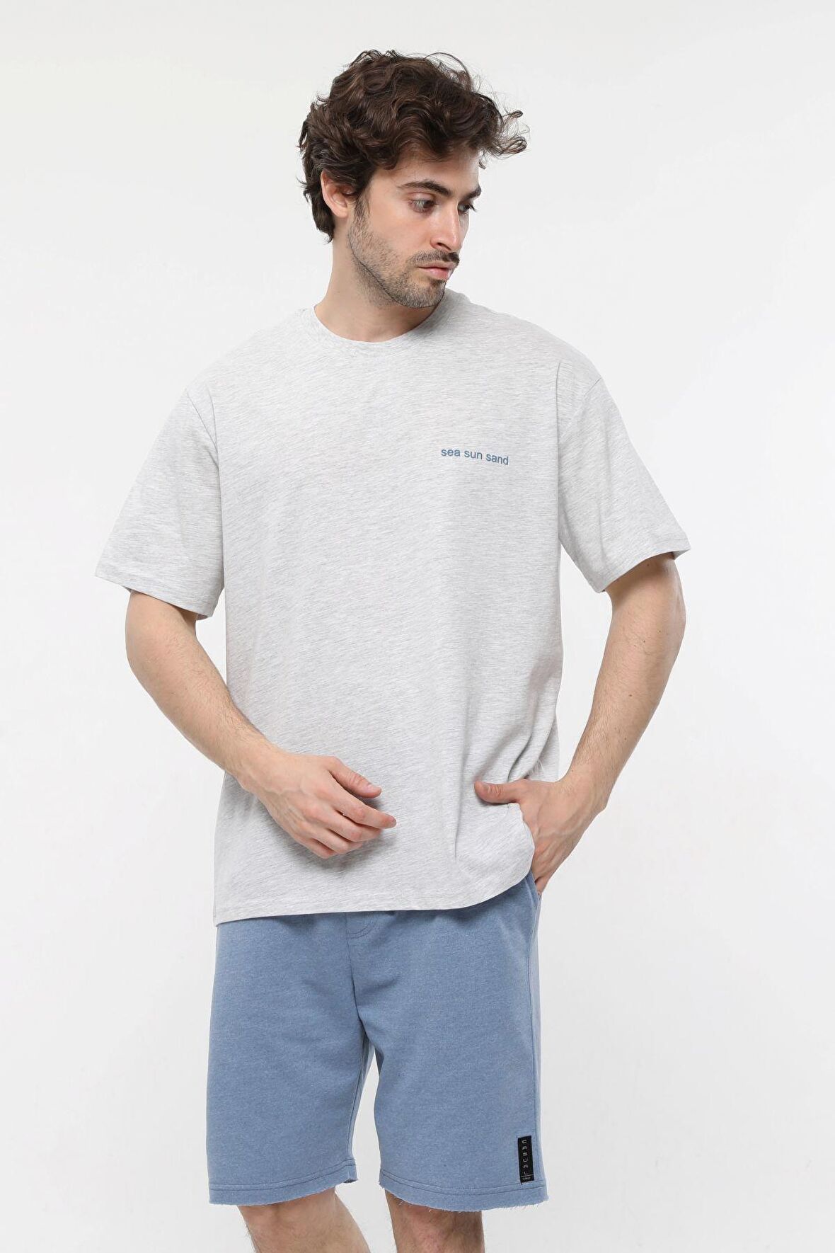 defy's ERKEK KISA KOLLU BASKILI OVERSIZE KALIP BİSİKLET YAKA TİŞÖRT