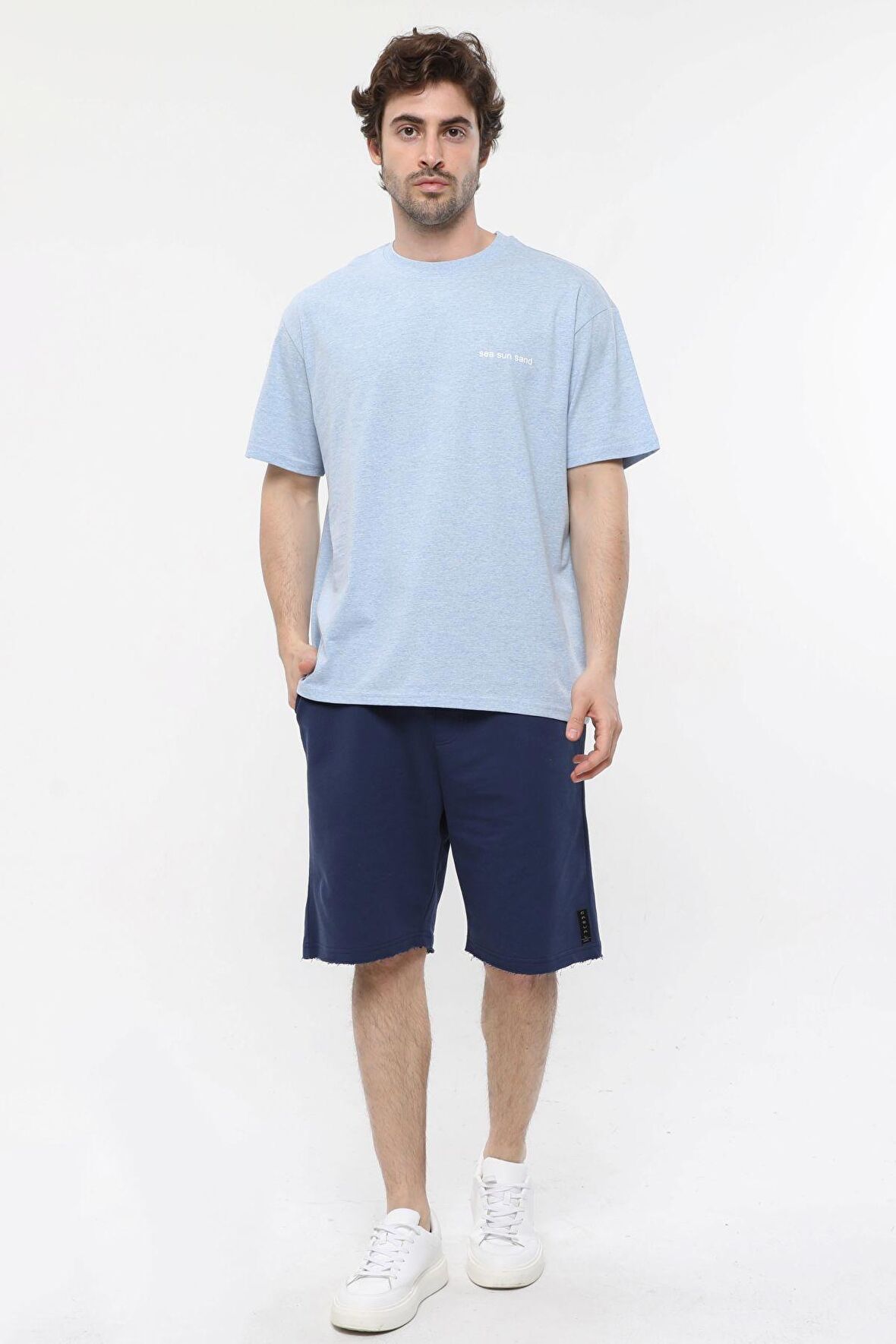 defy's ERKEK KISA KOLLU BASKILI OVERSIZE KALIP BİSİKLET YAKA TİŞÖRT