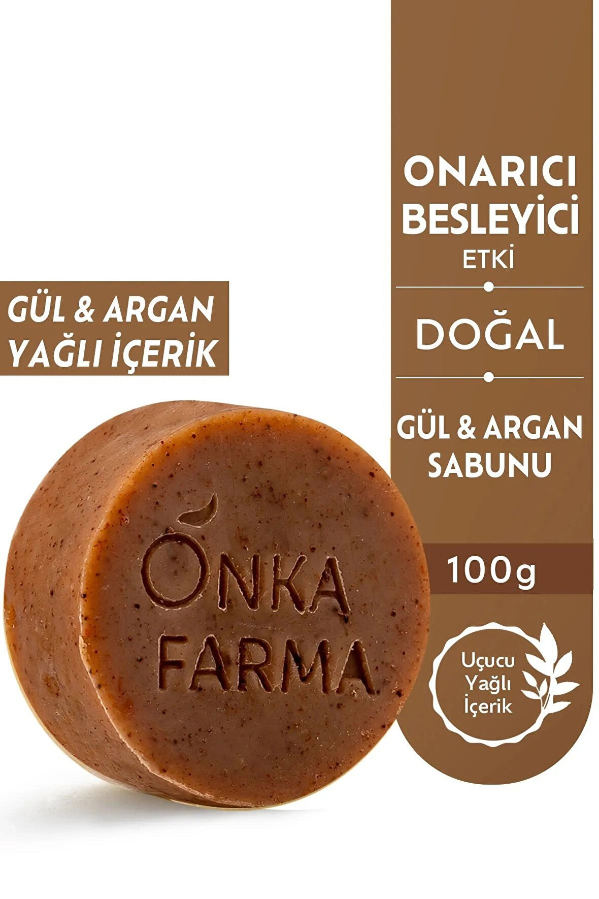 Onka Farma Gül & Argan Yağlı Doğal Sabun 100 gr Saç Güçlendirici Yenileyici Katı Sabun